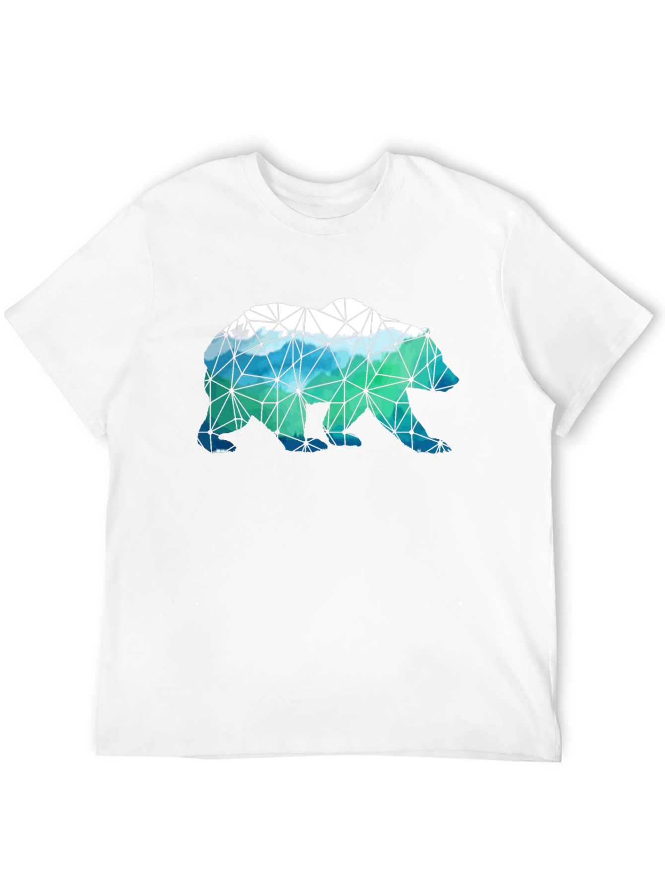 Geometric Bear Print Black T-Shirt