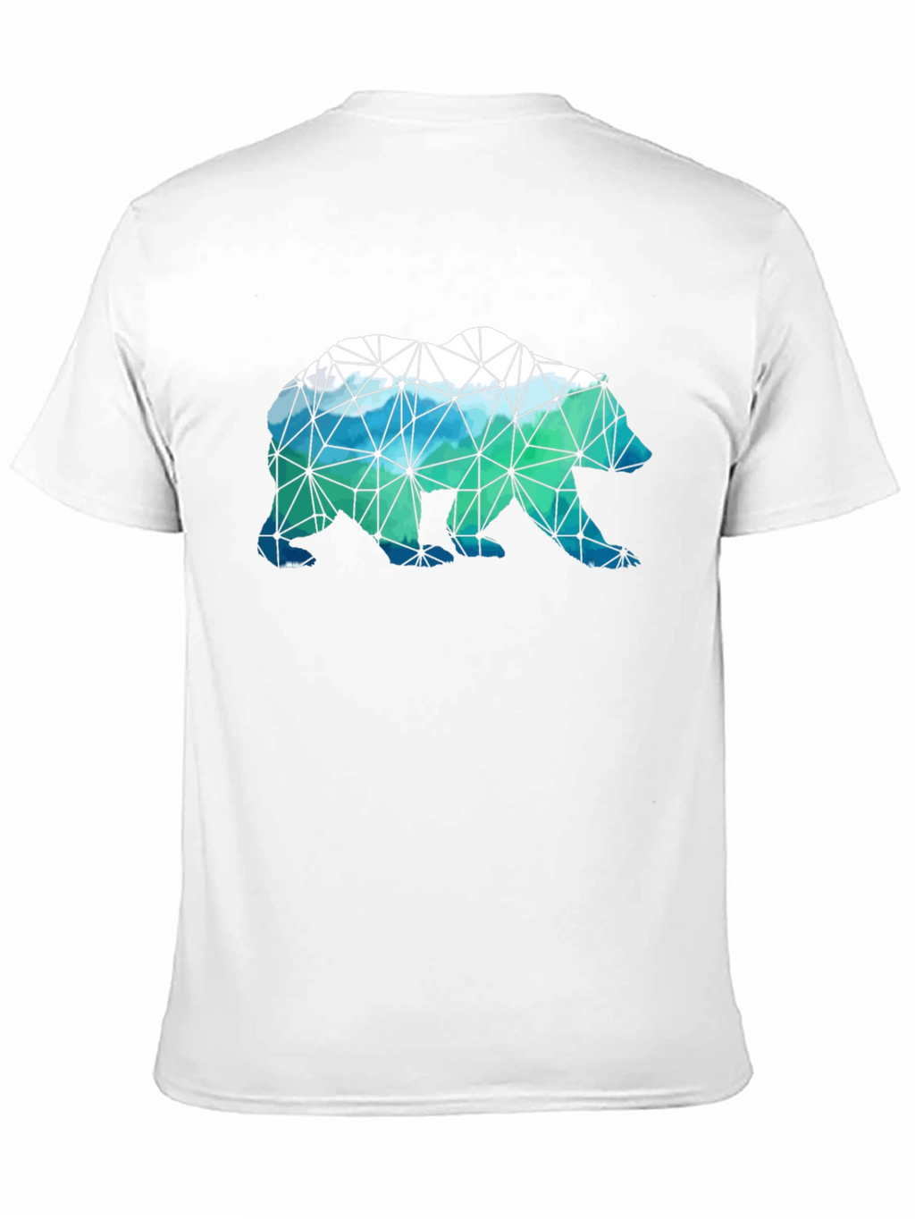 Geometric Bear Print Black T-Shirt