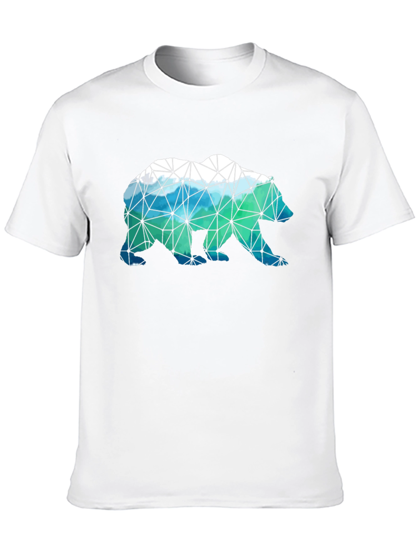Geometric Bear Print Black T-Shirt