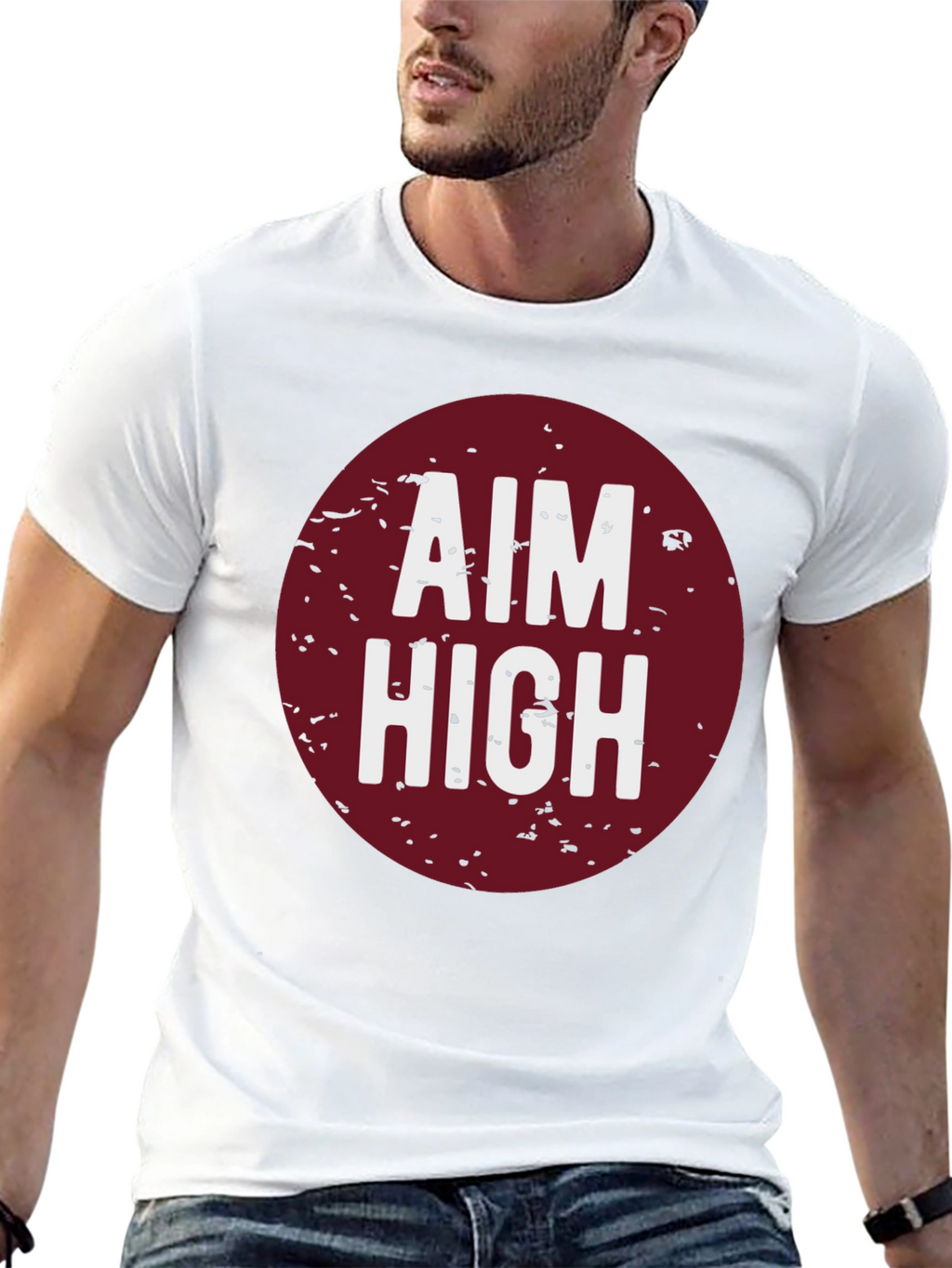 Aim High Graphic Tee - Black Cotton T-Shirt