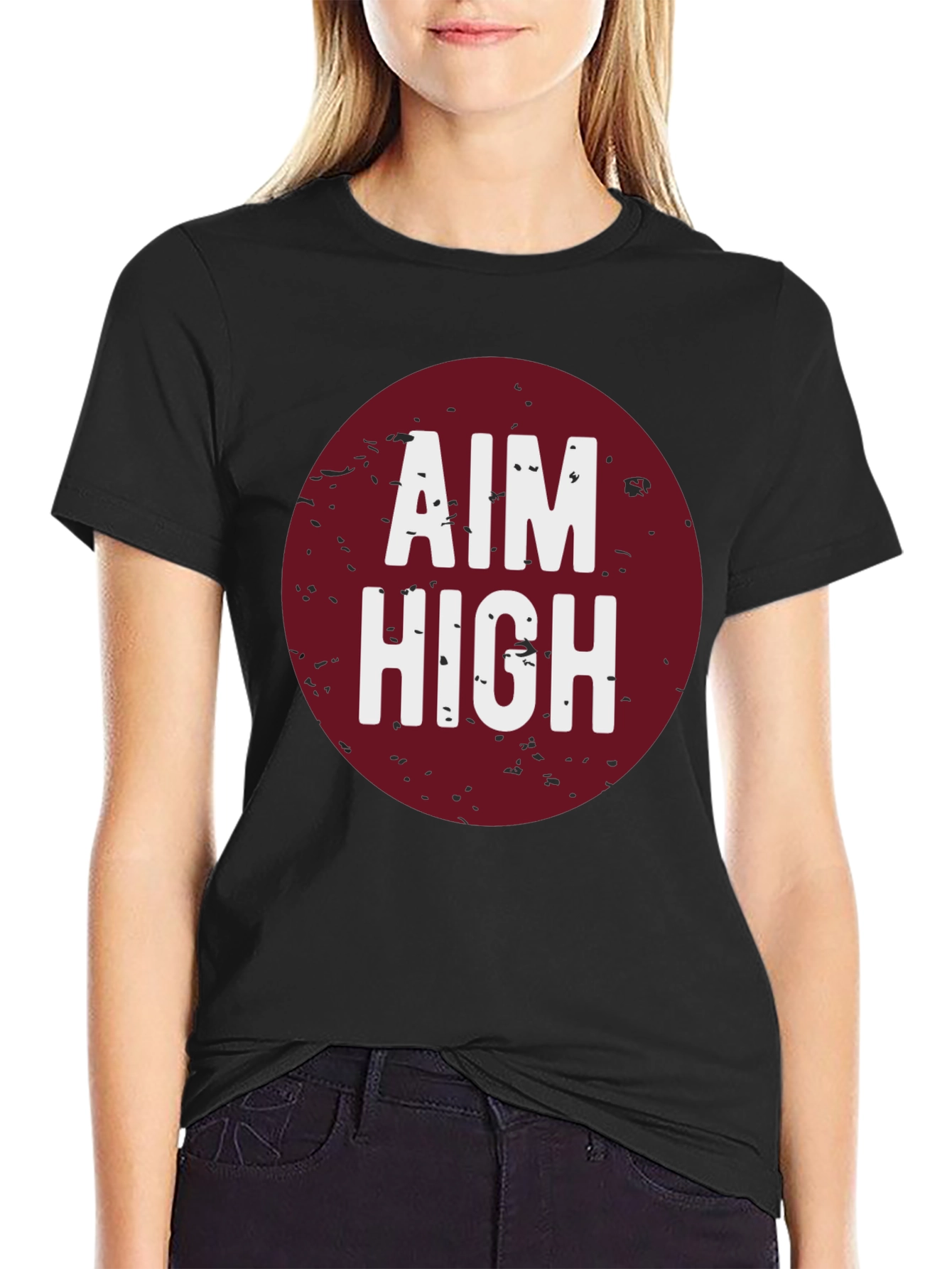 Aim High Graphic Tee - Black Cotton T-Shirt