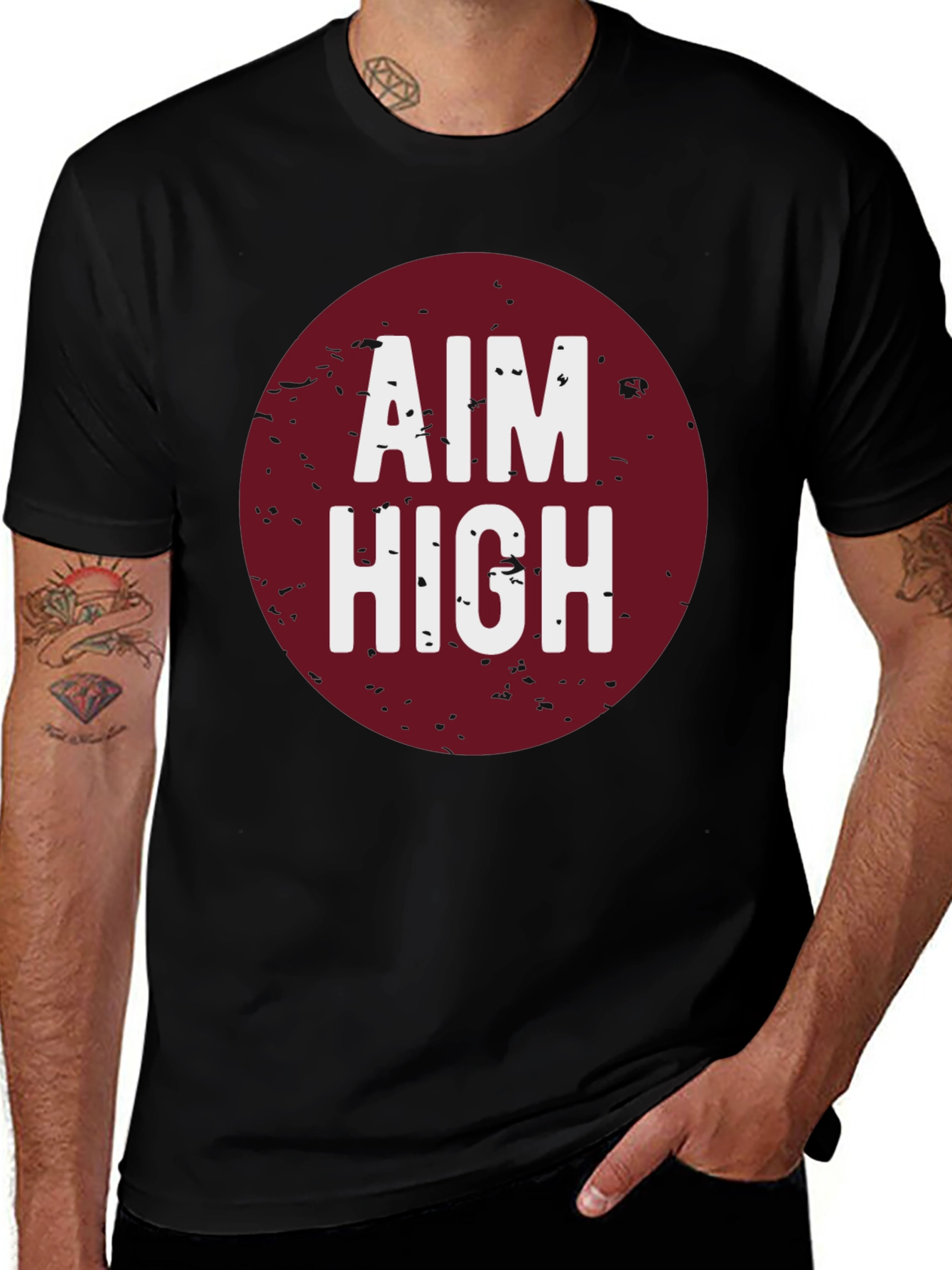 Aim High Graphic Tee - Black Cotton T-Shirt