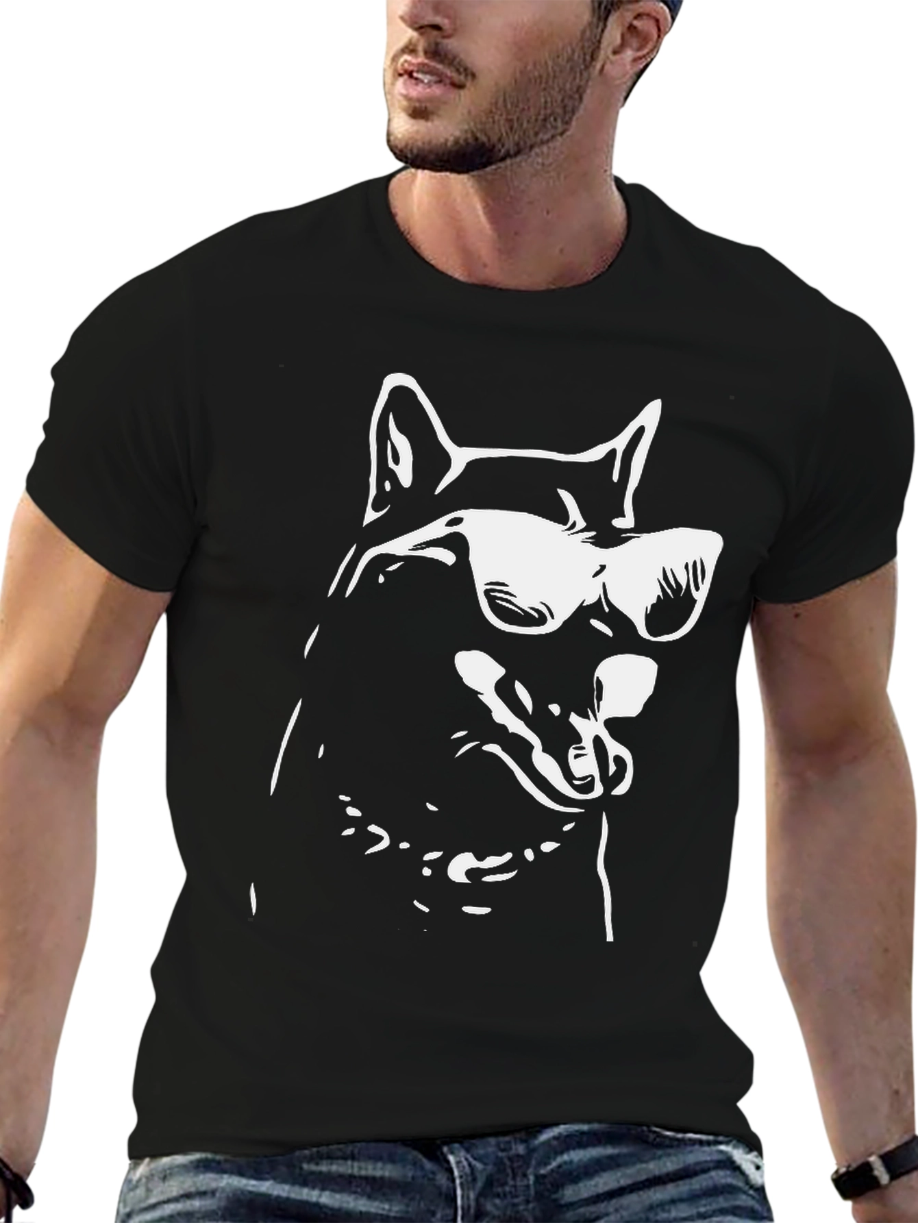 Cool Dog Graphic Tee - Stylish Black T-Shirt