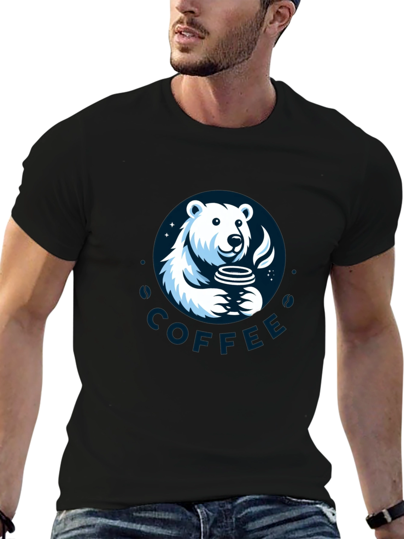 Polar Bear Coffee Graphic T-Shirt - Soft Cotton Tee