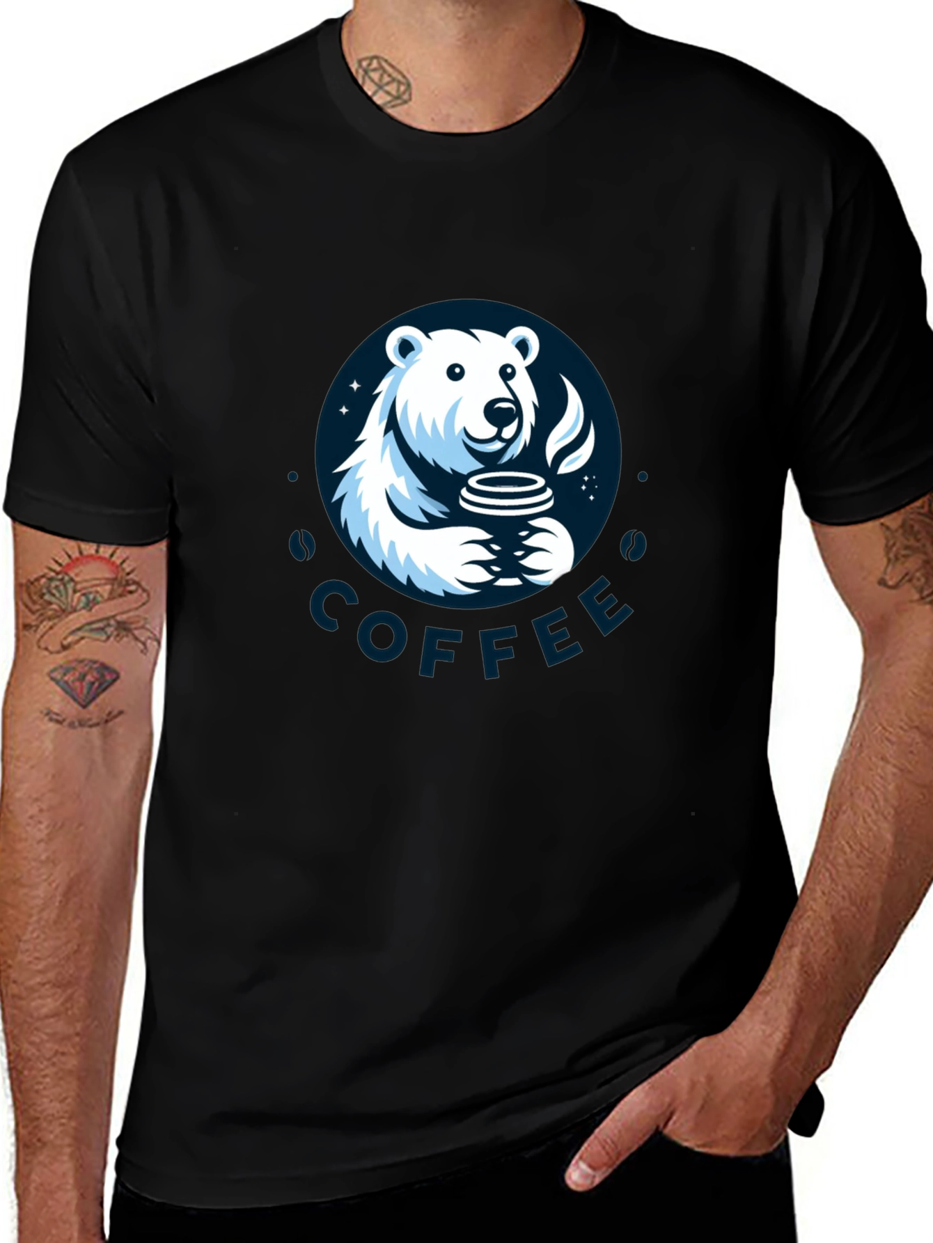 Polar Bear Coffee Graphic T-Shirt - Soft Cotton Tee