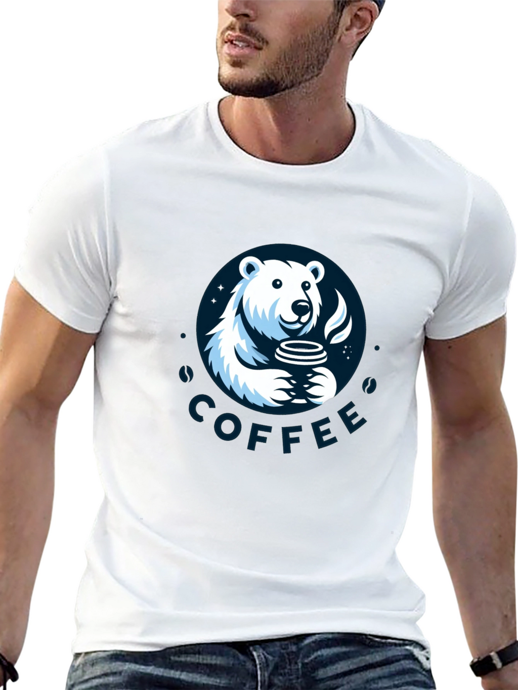 Polar Bear Coffee Graphic T-Shirt - Soft Cotton Tee
