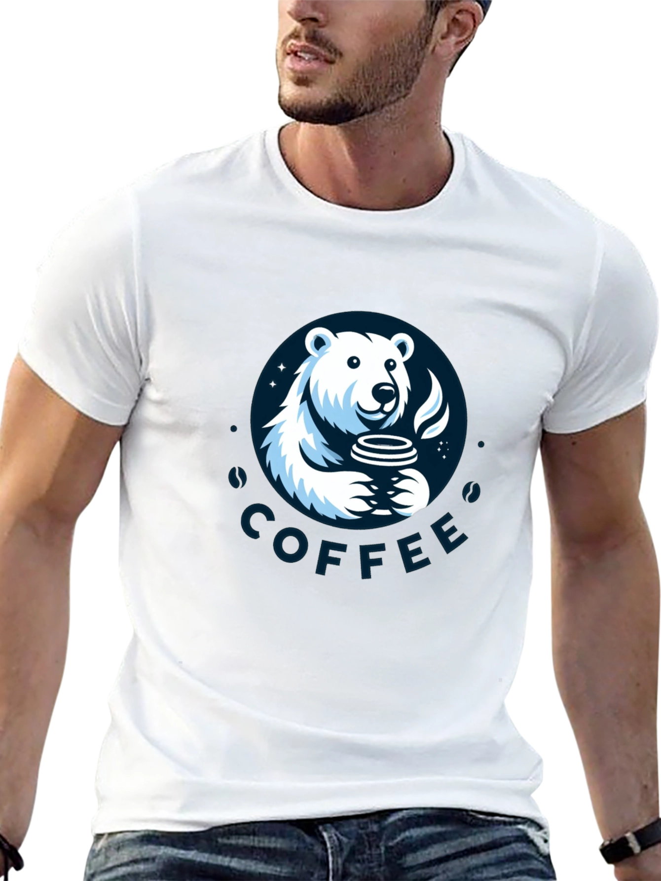 Polar Bear Coffee Graphic T-Shirt - Soft Cotton Tee