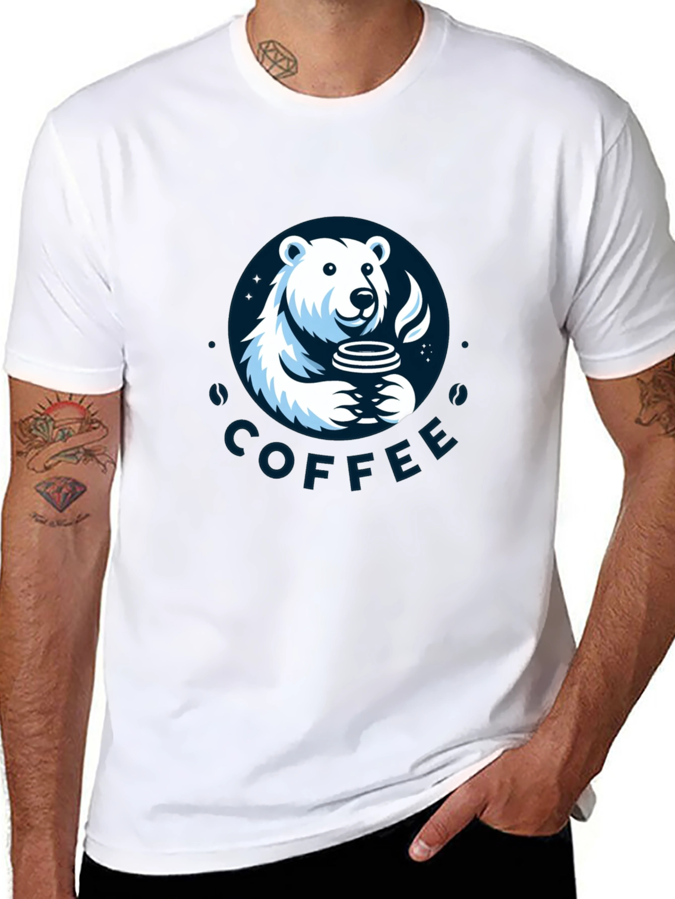 Polar Bear Coffee Graphic T-Shirt - Soft Cotton Tee