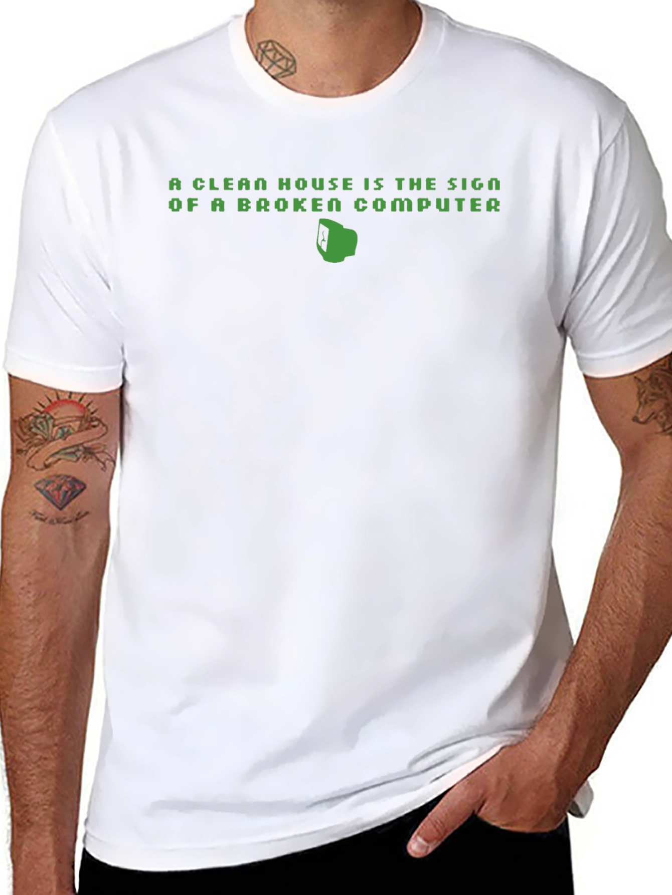 Clean House Broken Computer Funny T-Shirt