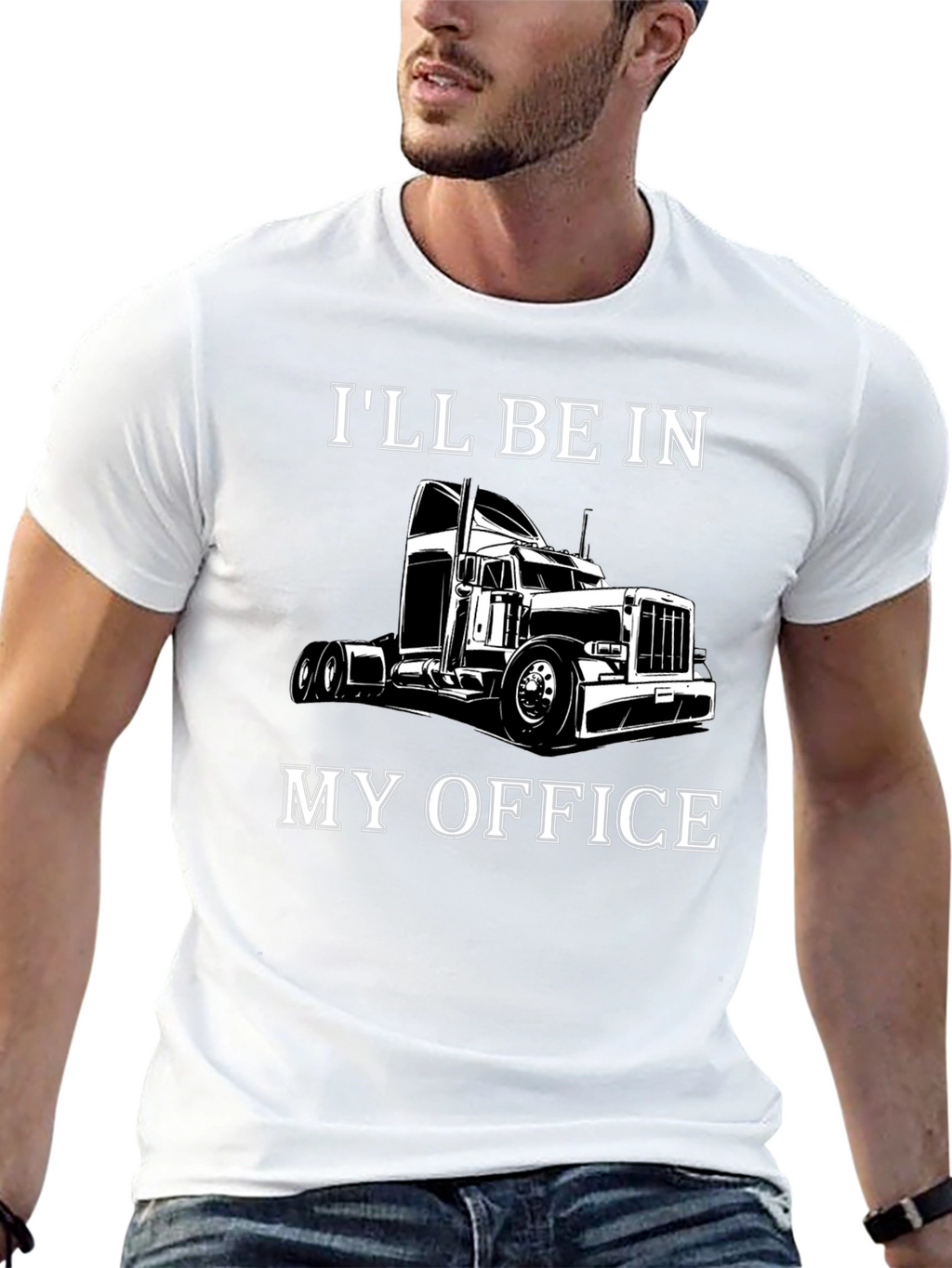 Trucker T-Shirt: Ill Be In My Office - Black