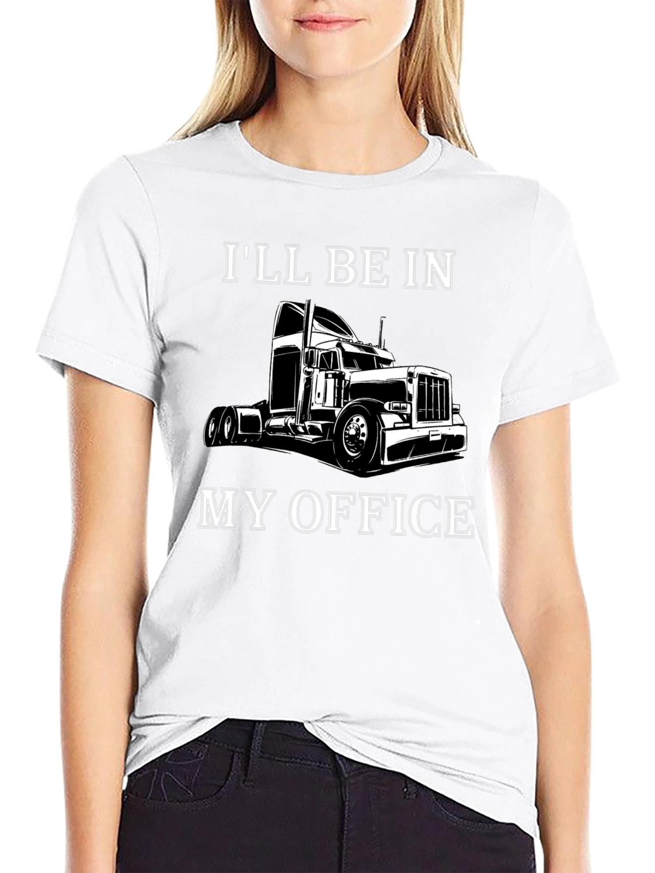 Trucker T-Shirt: Ill Be In My Office - Black