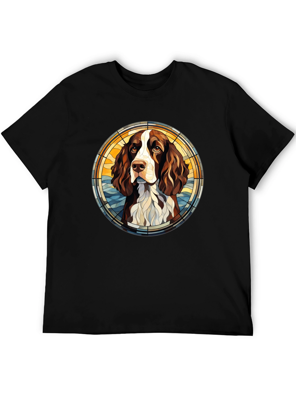 Dog Breed Art T-Shirt - Springer Spaniel Stained Glass