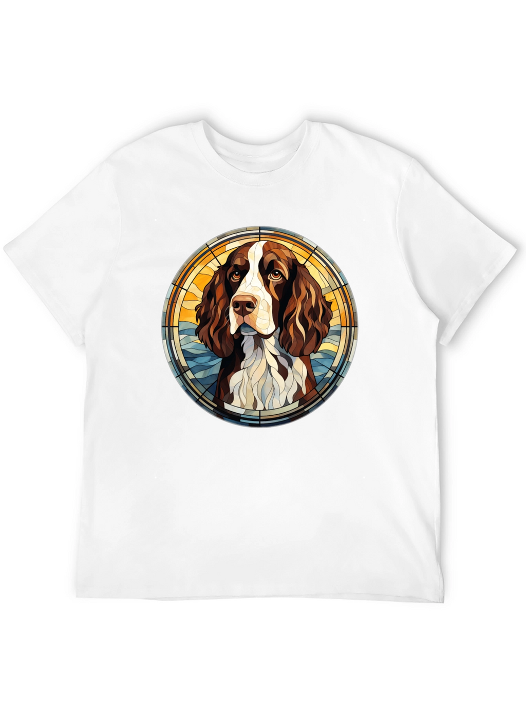 Dog Breed Art T-Shirt - Springer Spaniel Stained Glass