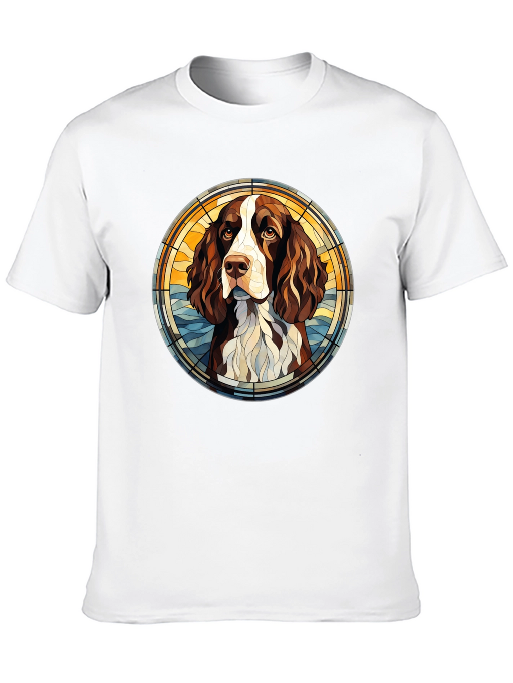 Dog Breed Art T-Shirt - Springer Spaniel Stained Glass
