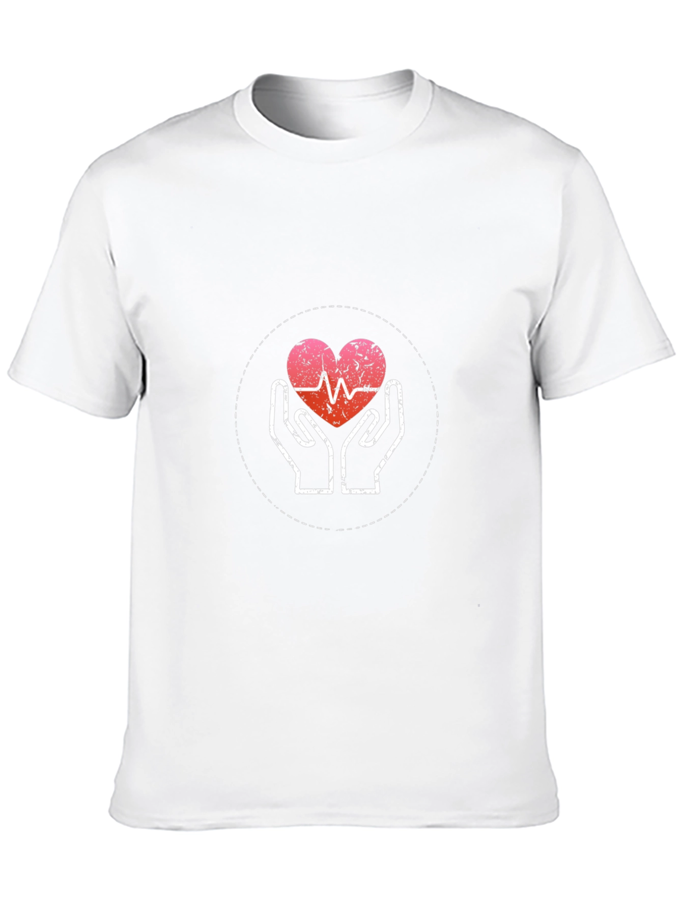 Heartbeat Hands Graphic Tee - Black Cotton Casual