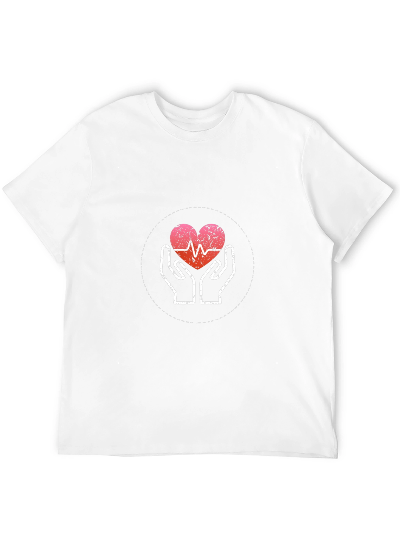 Heartbeat Hands Graphic Tee - Black Cotton Casual