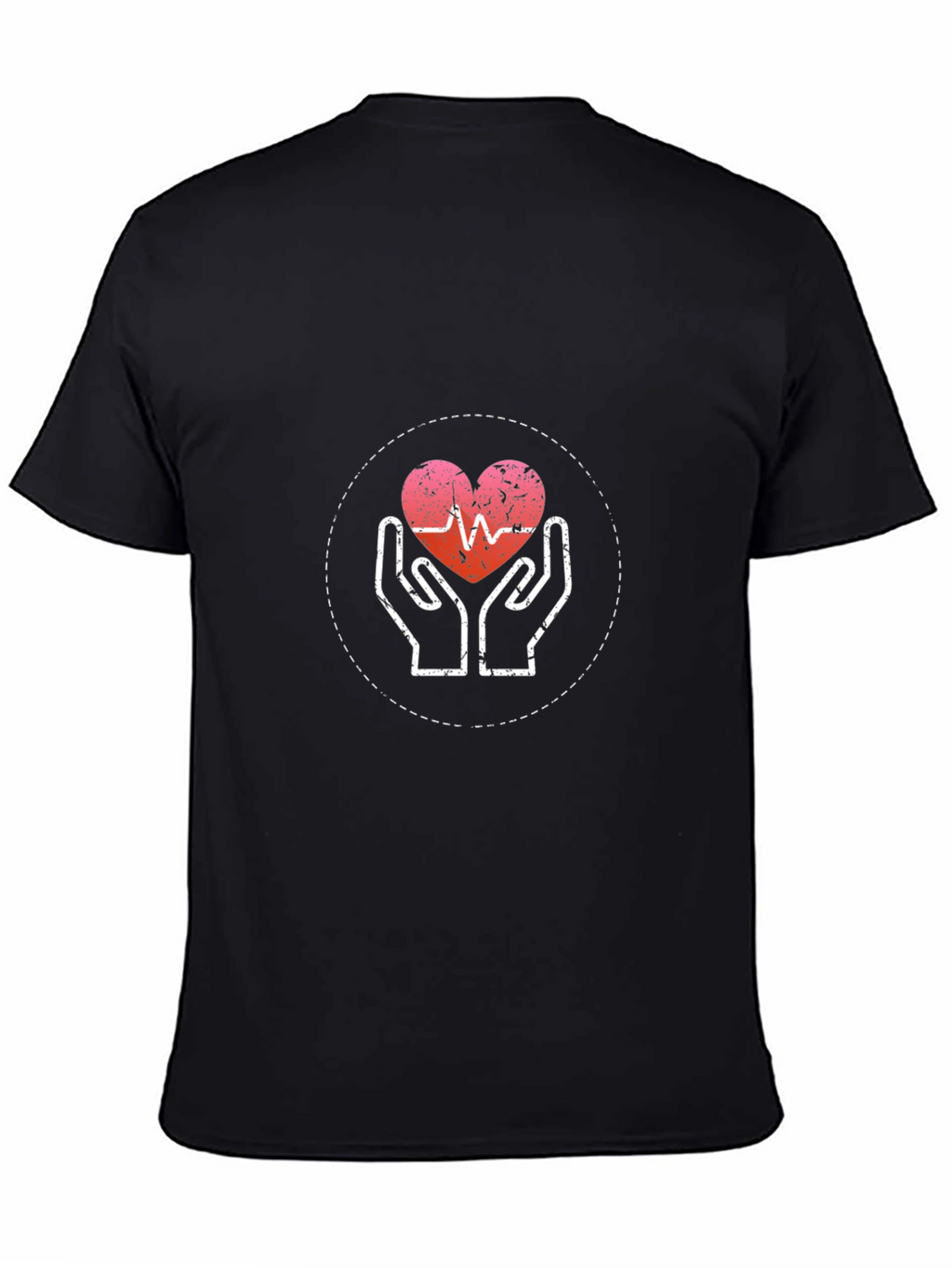 Heartbeat Hands Graphic Tee - Black Cotton Casual