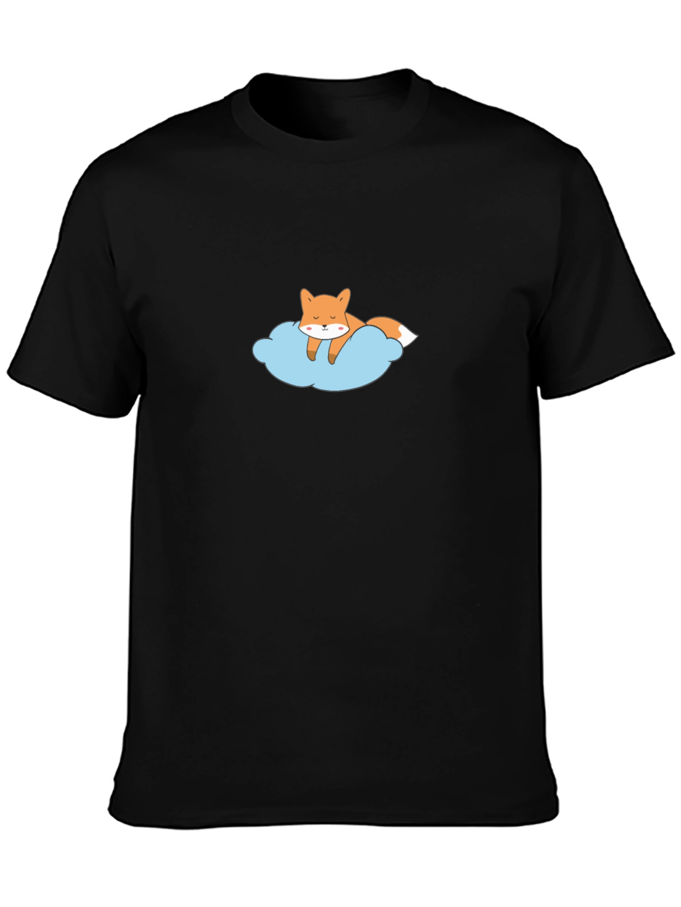 Dreamy Fox Graphic Tee - Black Cotton T-Shirt