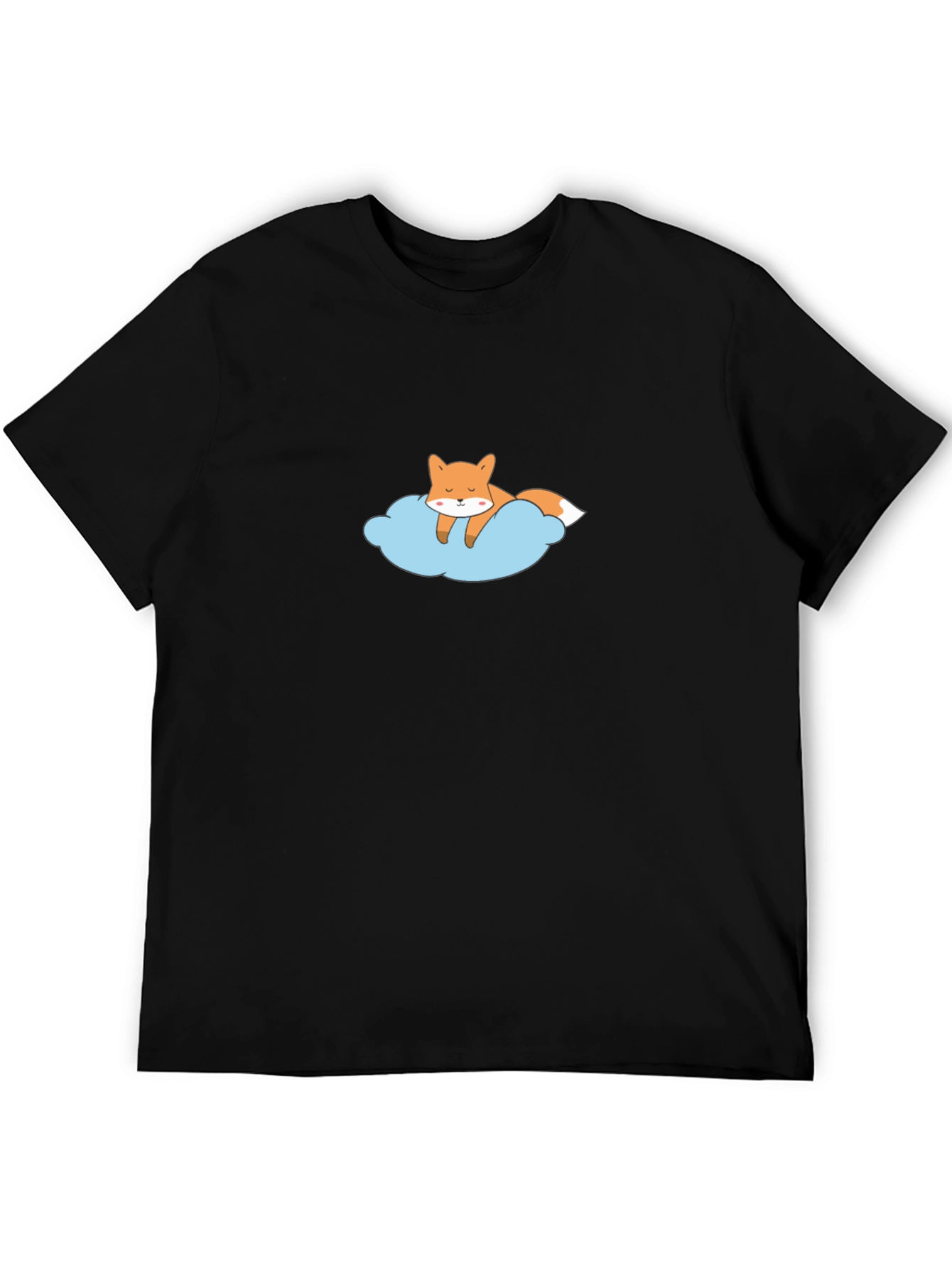 Dreamy Fox Graphic Tee - Black Cotton T-Shirt
