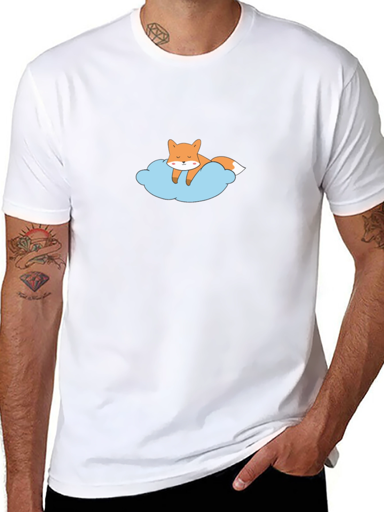 Dreamy Fox Graphic Tee - Black Cotton T-Shirt