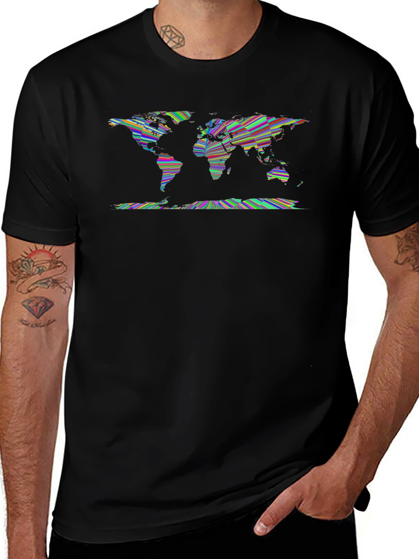 World Map Graphic Tee - Unique Artistic Design