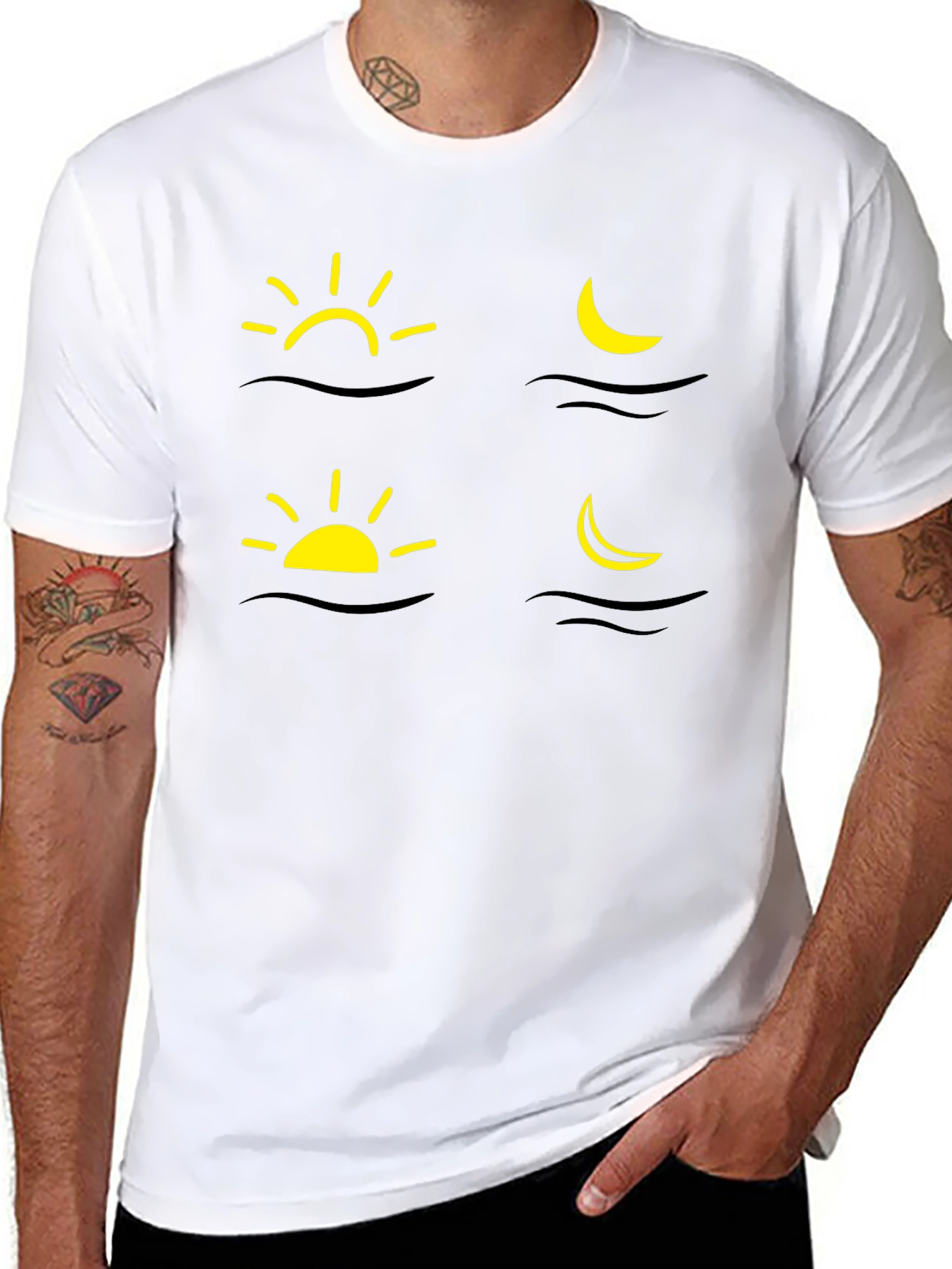 Sun and Moon Graphic Tee - Black