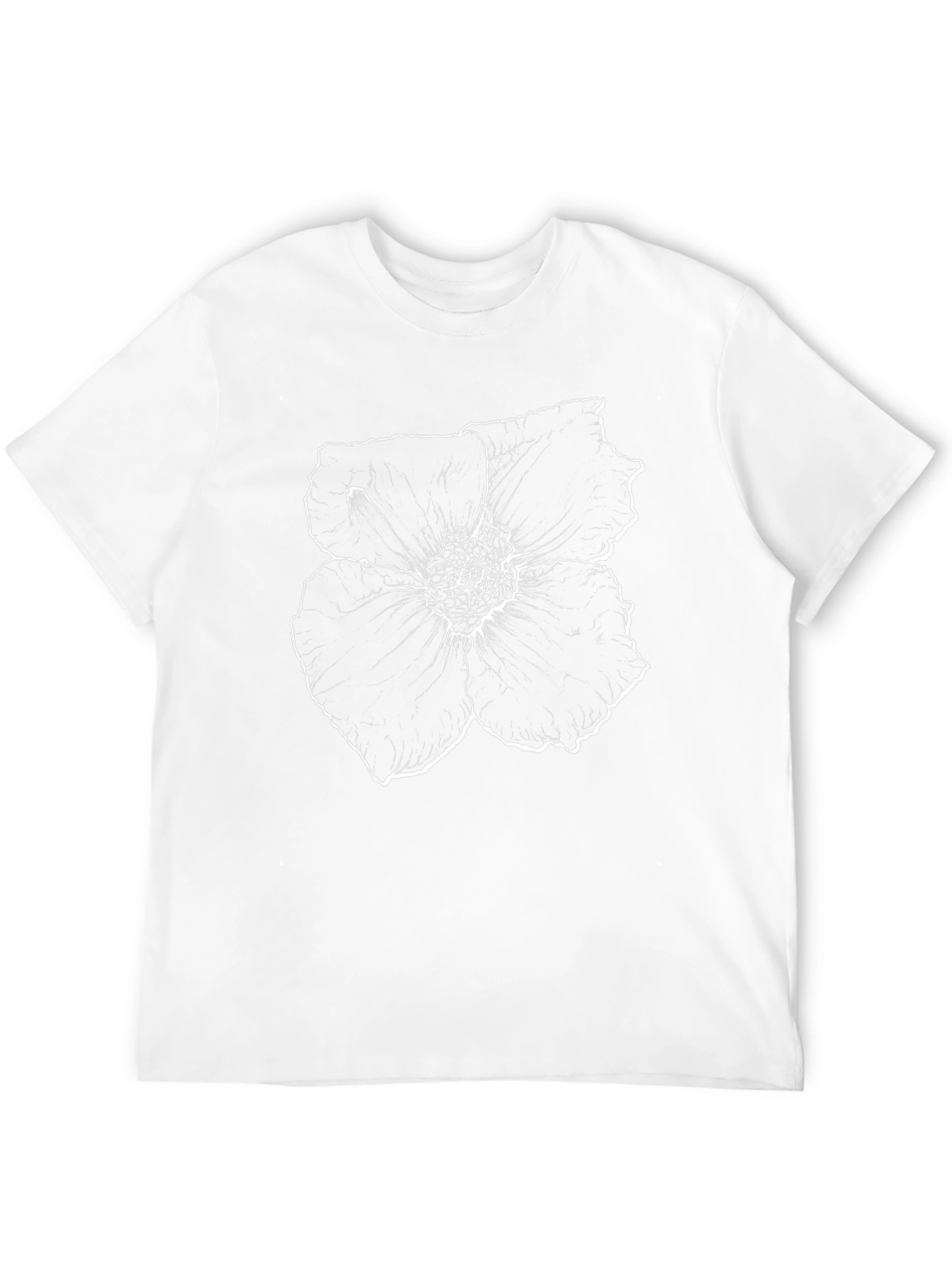 Black T-Shirt with White Floral Print