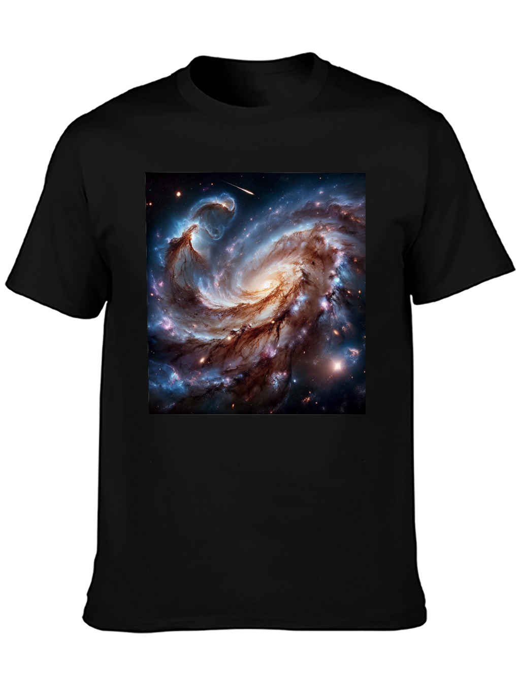 Cosmic Galaxy Graphic Tee - Black Cotton Blend T-Shirt