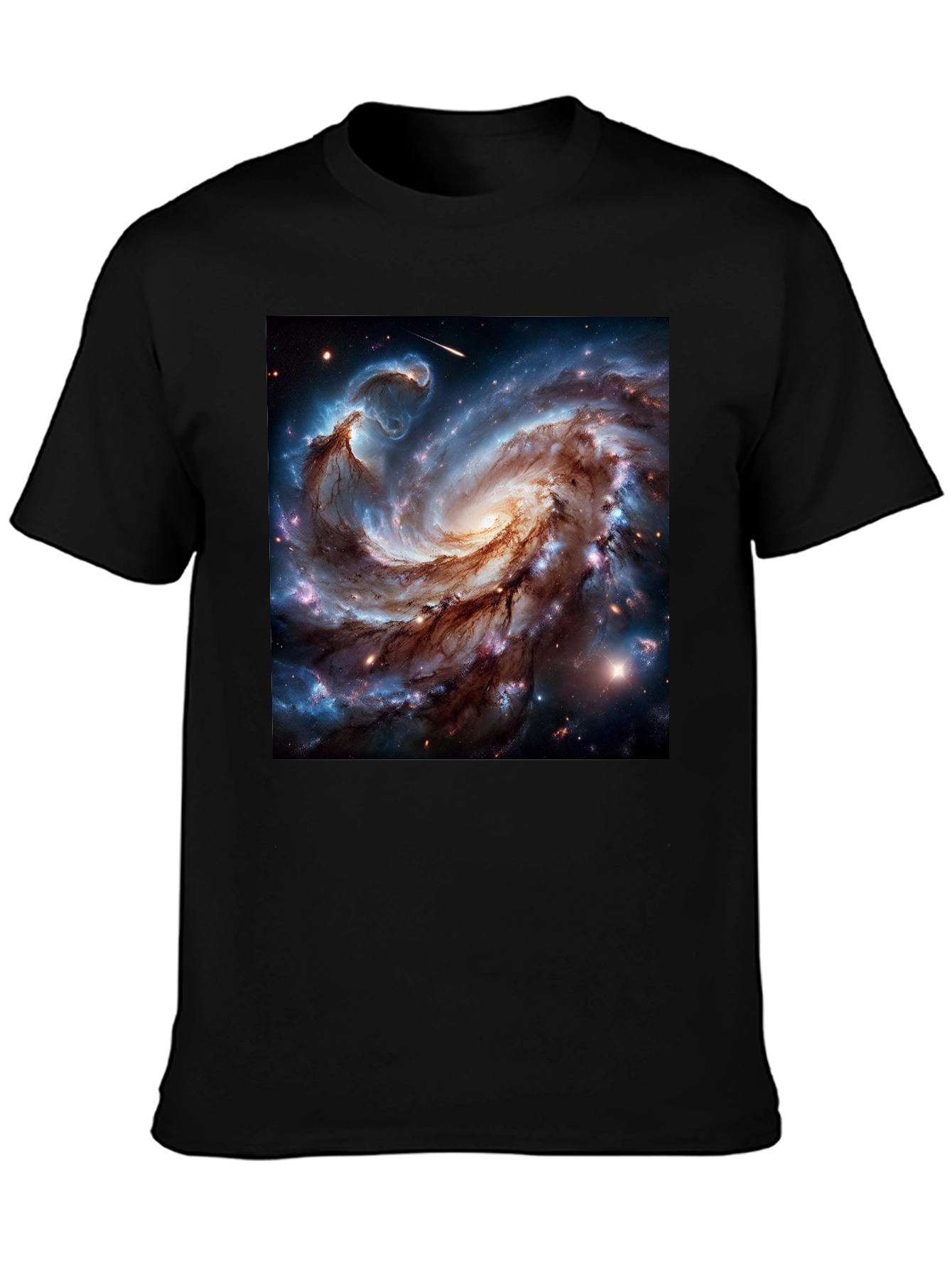 Cosmic Galaxy Graphic Tee - Black Cotton Blend T-Shirt