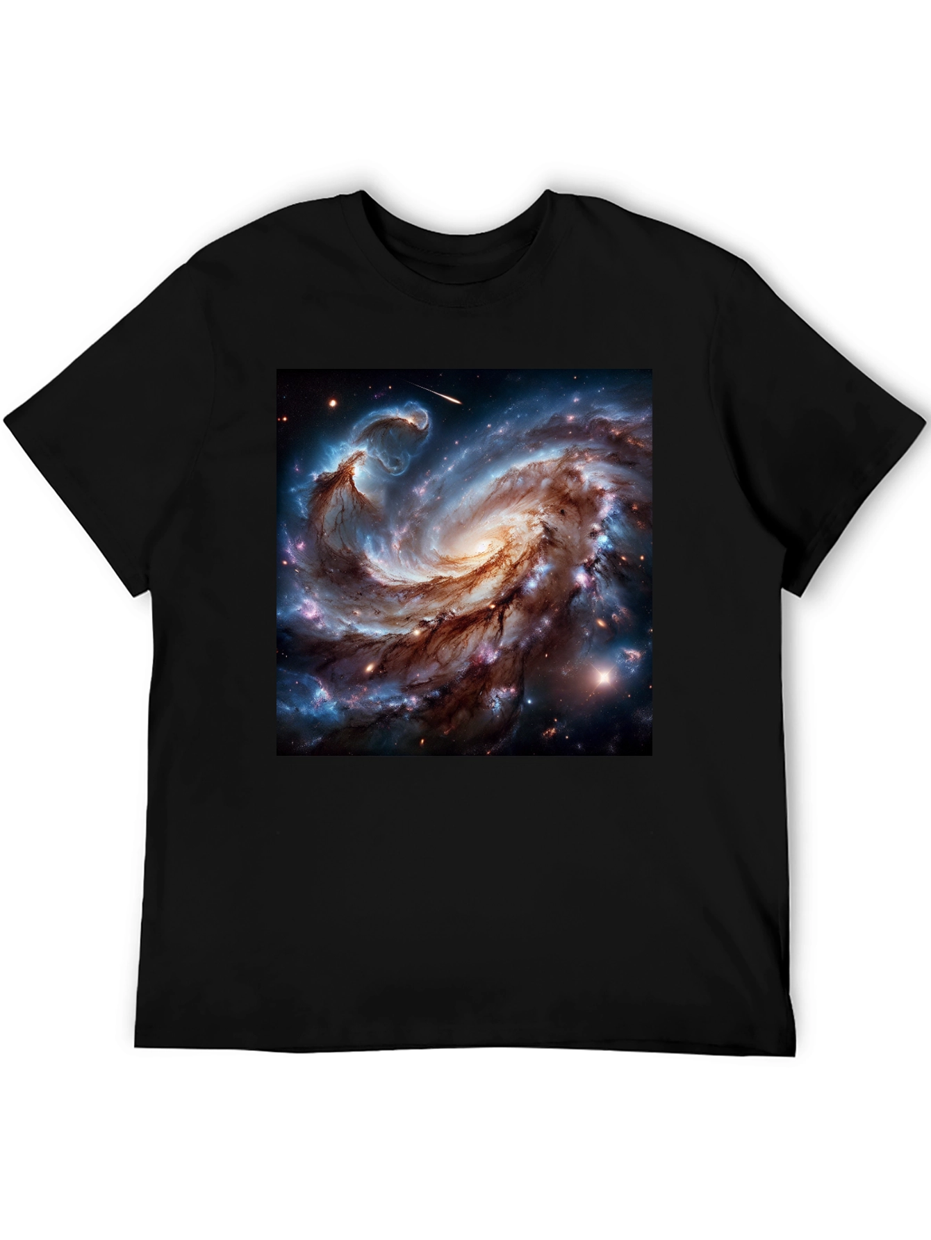 Cosmic Galaxy Graphic Tee - Black Cotton Blend T-Shirt