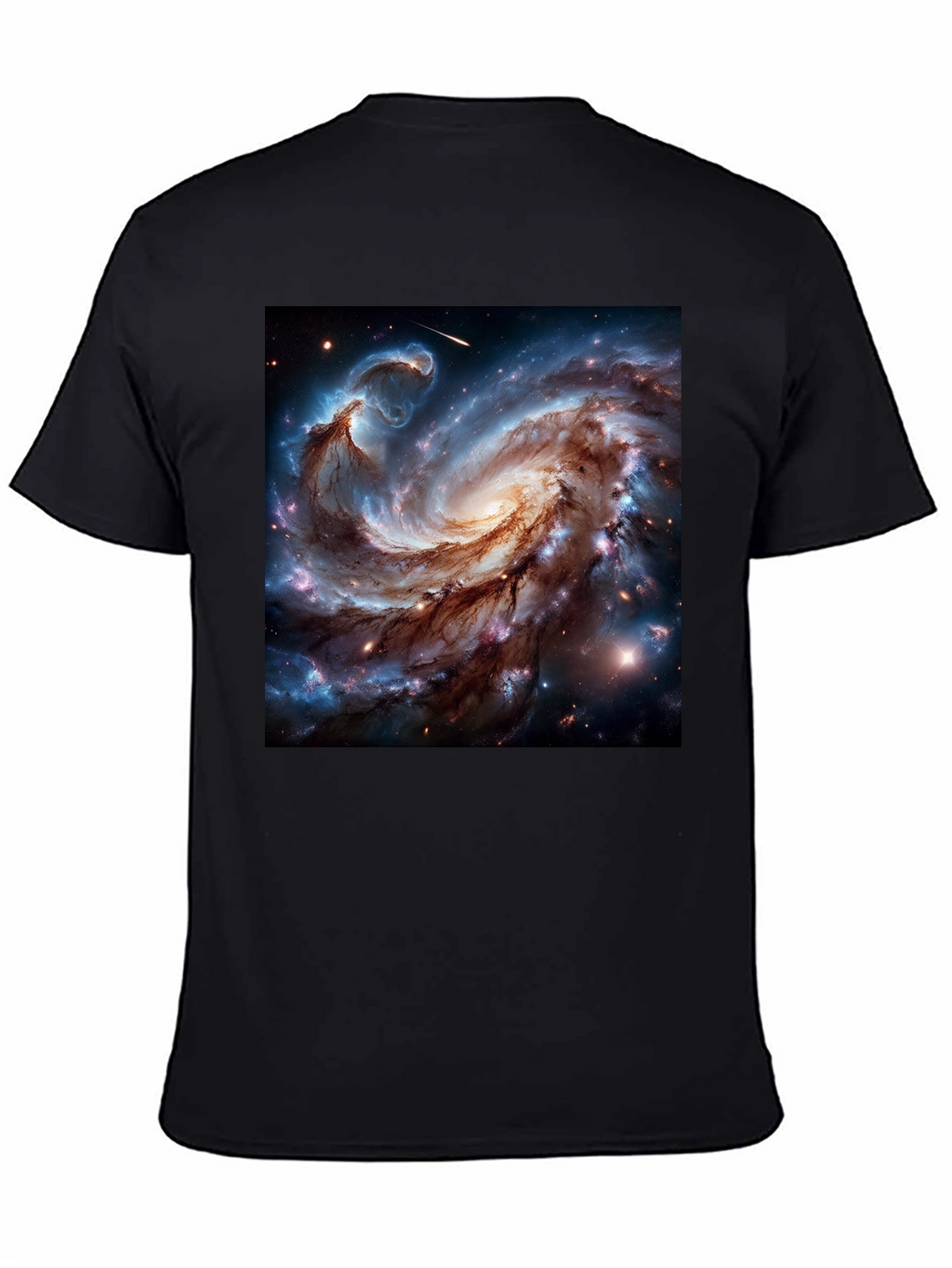 Cosmic Galaxy Graphic Tee - Black Cotton Blend T-Shirt