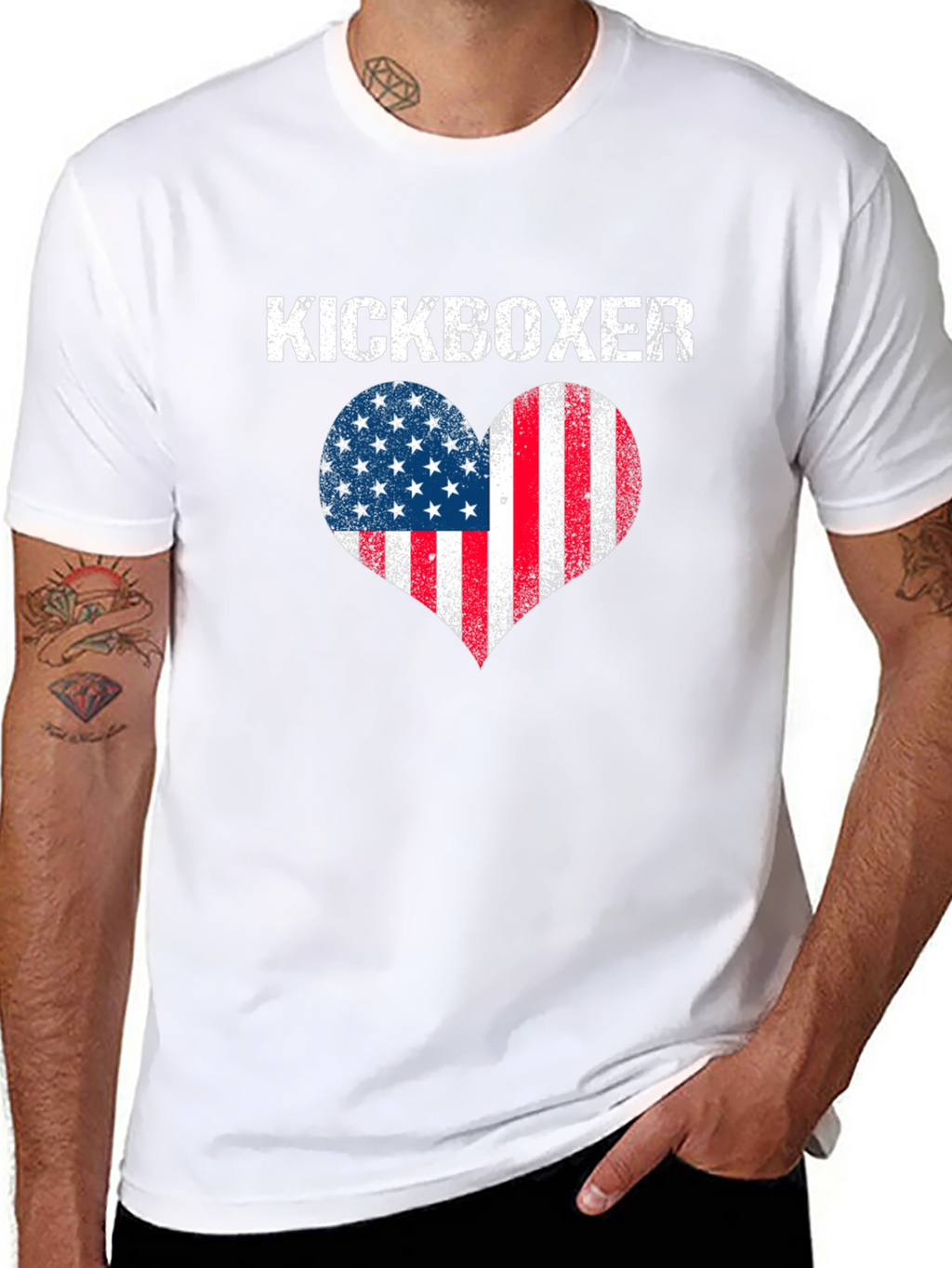 Kickboxer USA Flag Heart Graphic T-Shirt