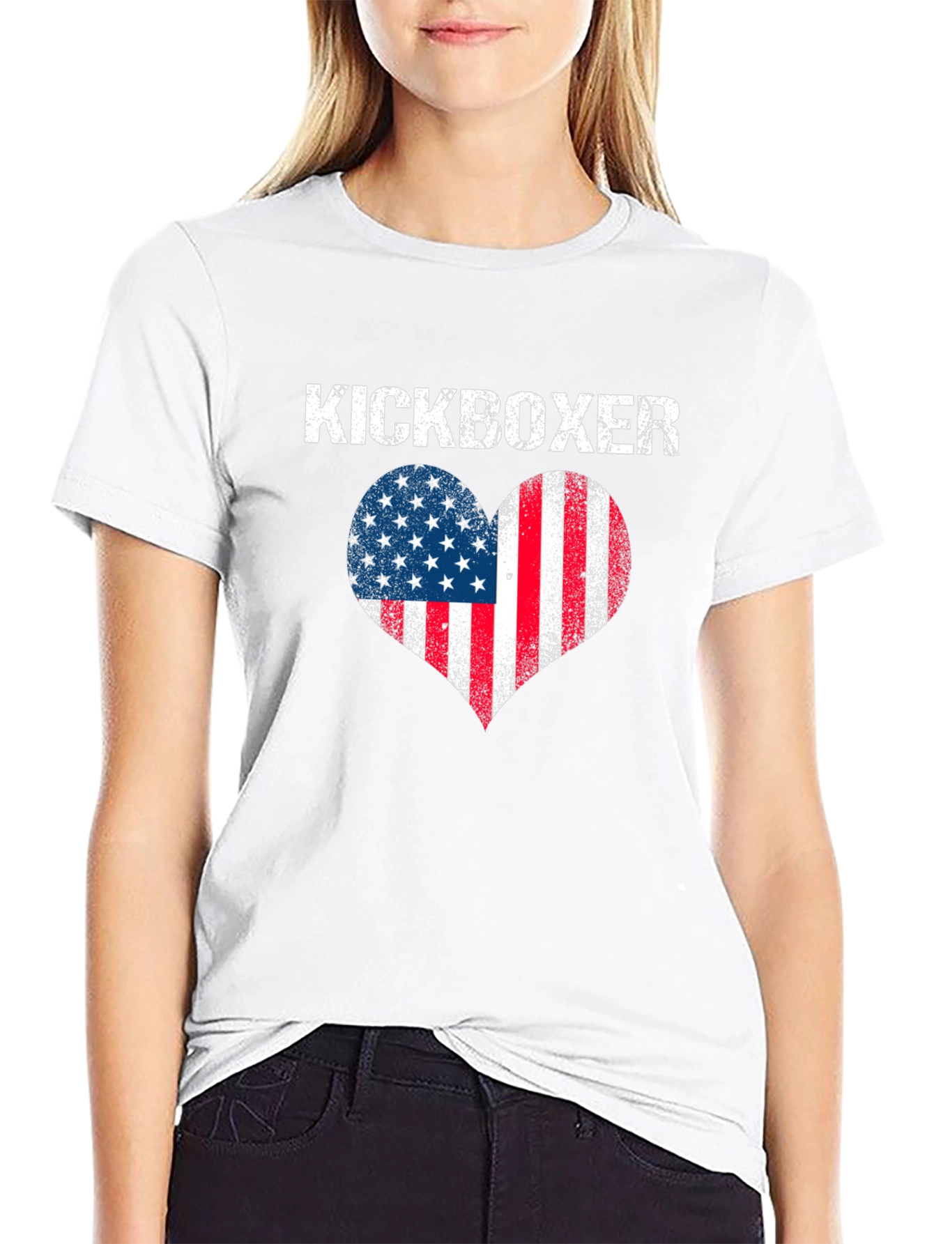 Kickboxer USA Flag Heart Graphic T-Shirt