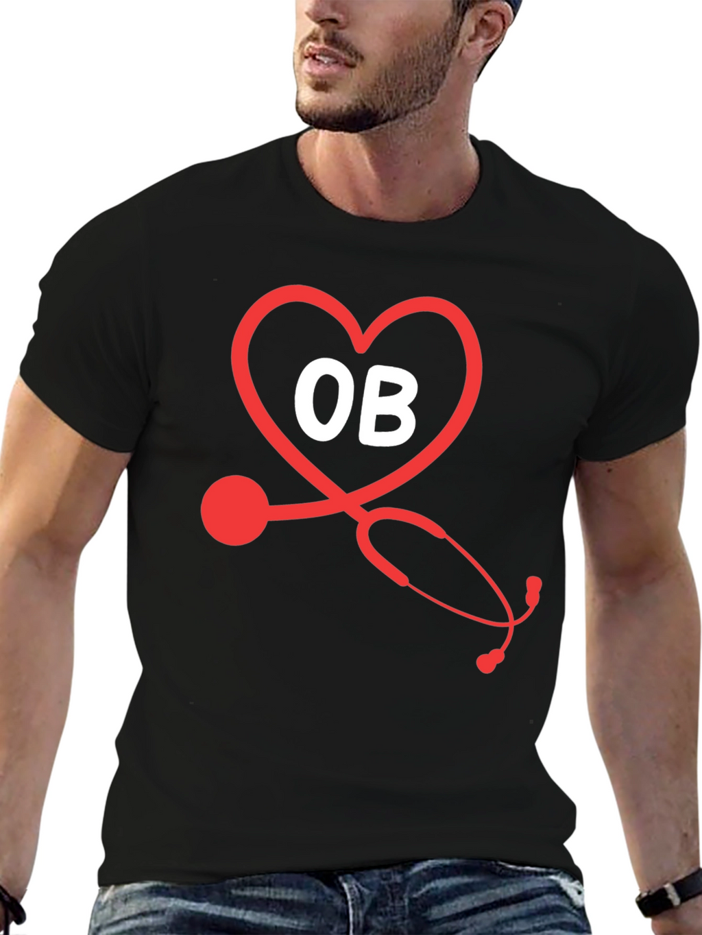 OB Stethoscope Heart T-Shirt - Medical Apparel