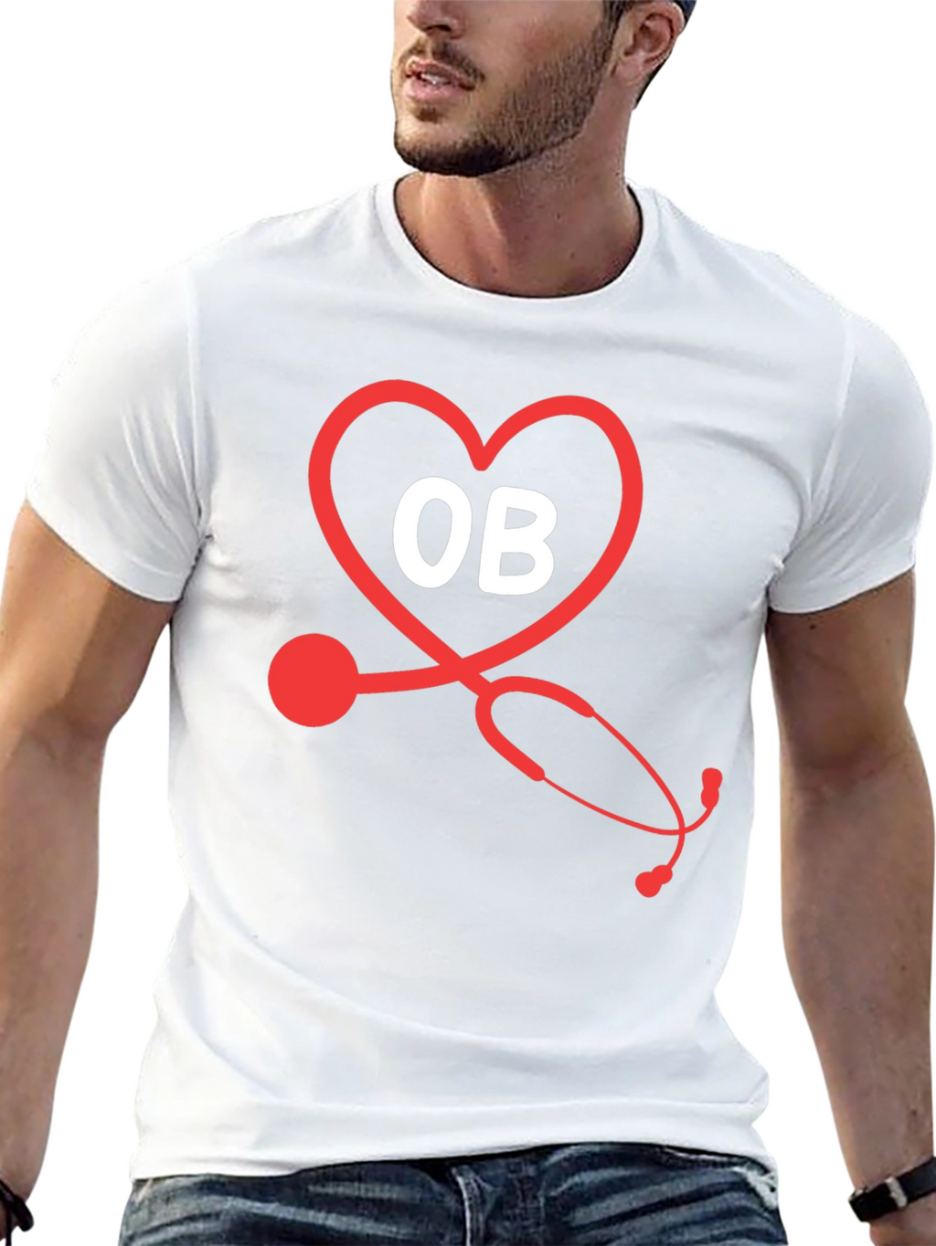 OB Stethoscope Heart T-Shirt - Medical Apparel