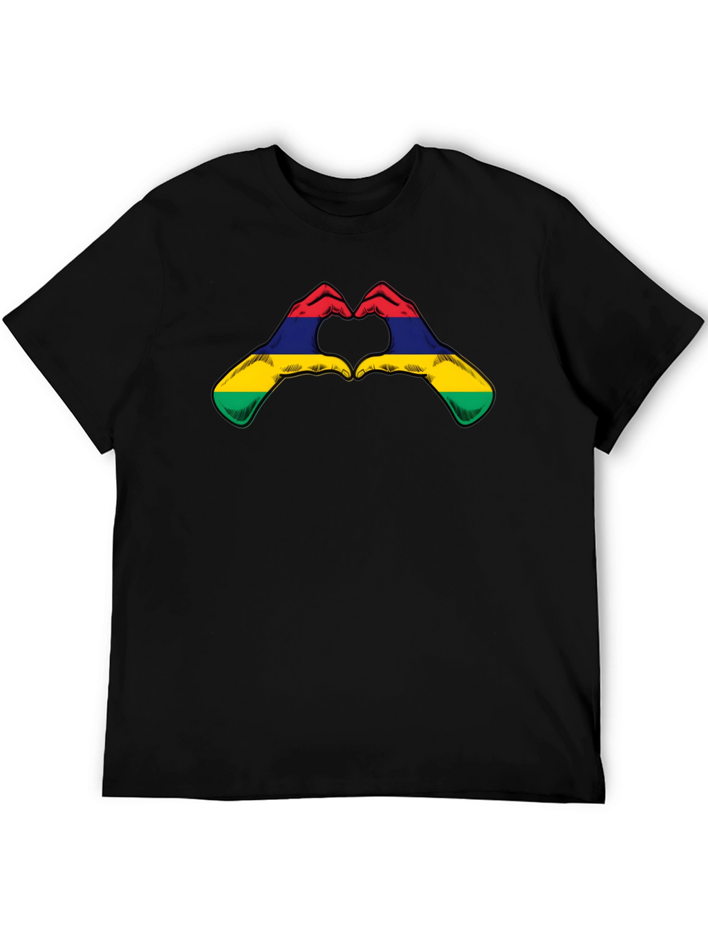 Mauritius Flag Heart Hands Graphic T-Shirt