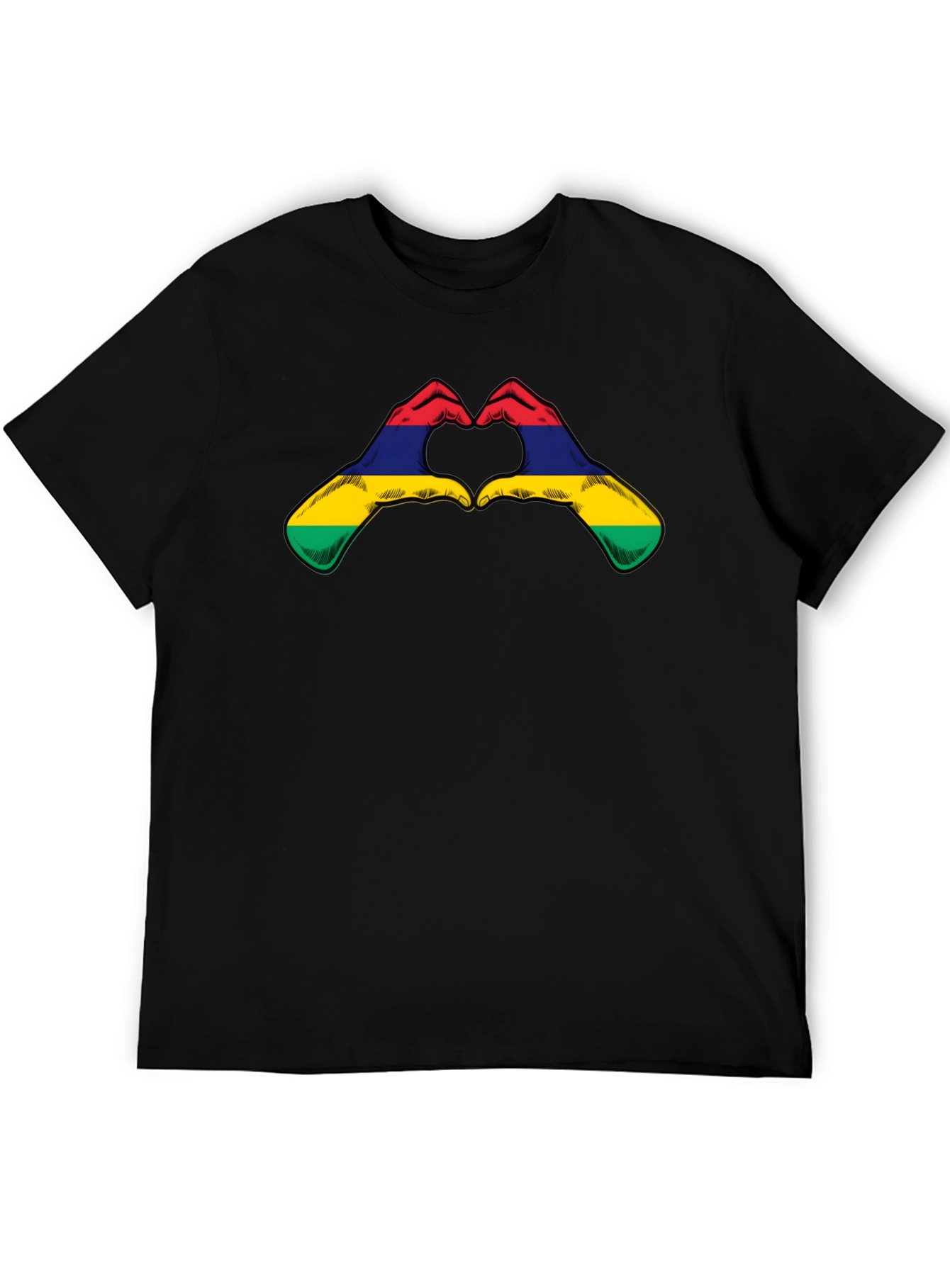 Mauritius Flag Heart Hands Graphic T-Shirt