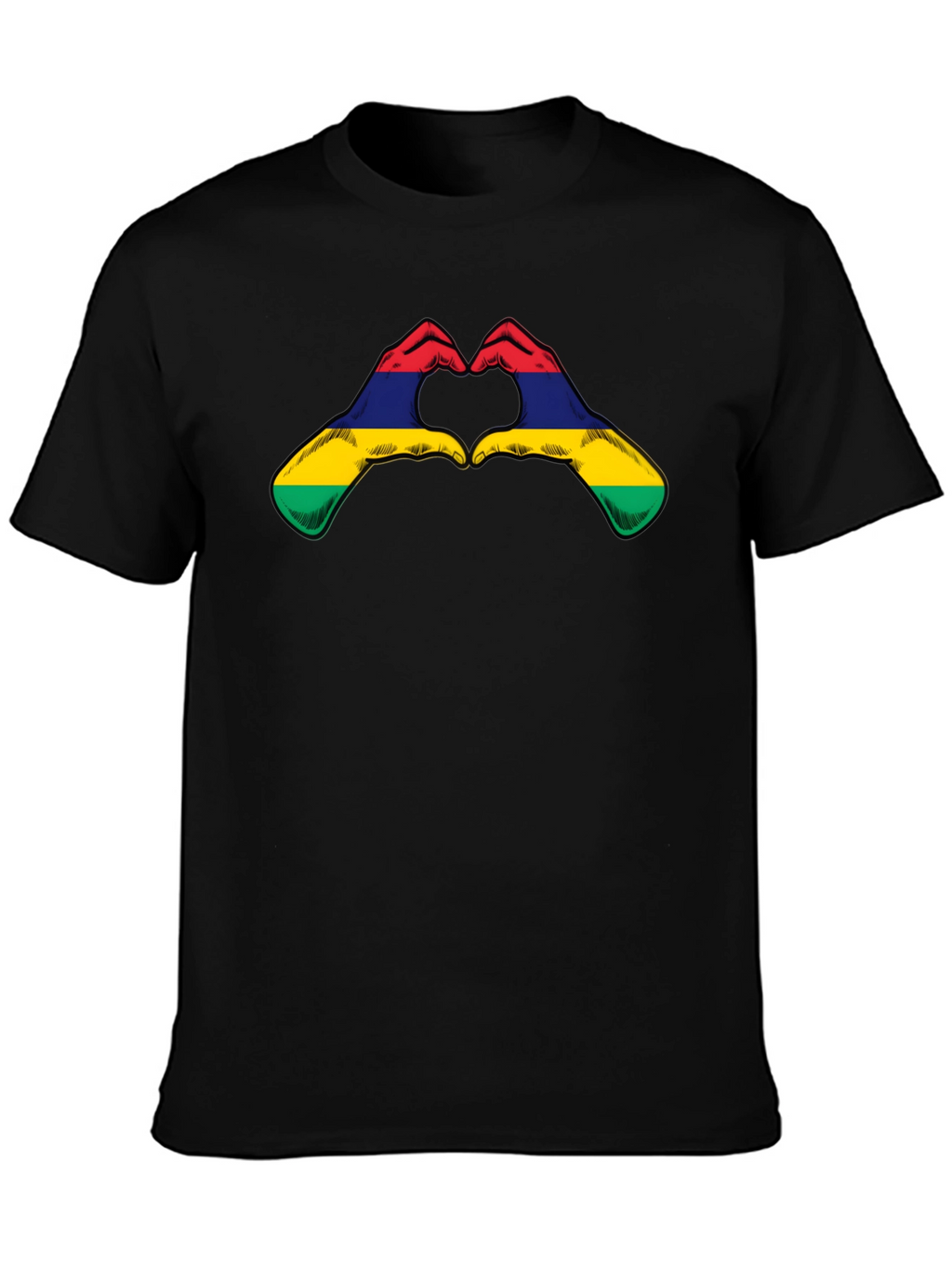 Mauritius Flag Heart Hands Graphic T-Shirt