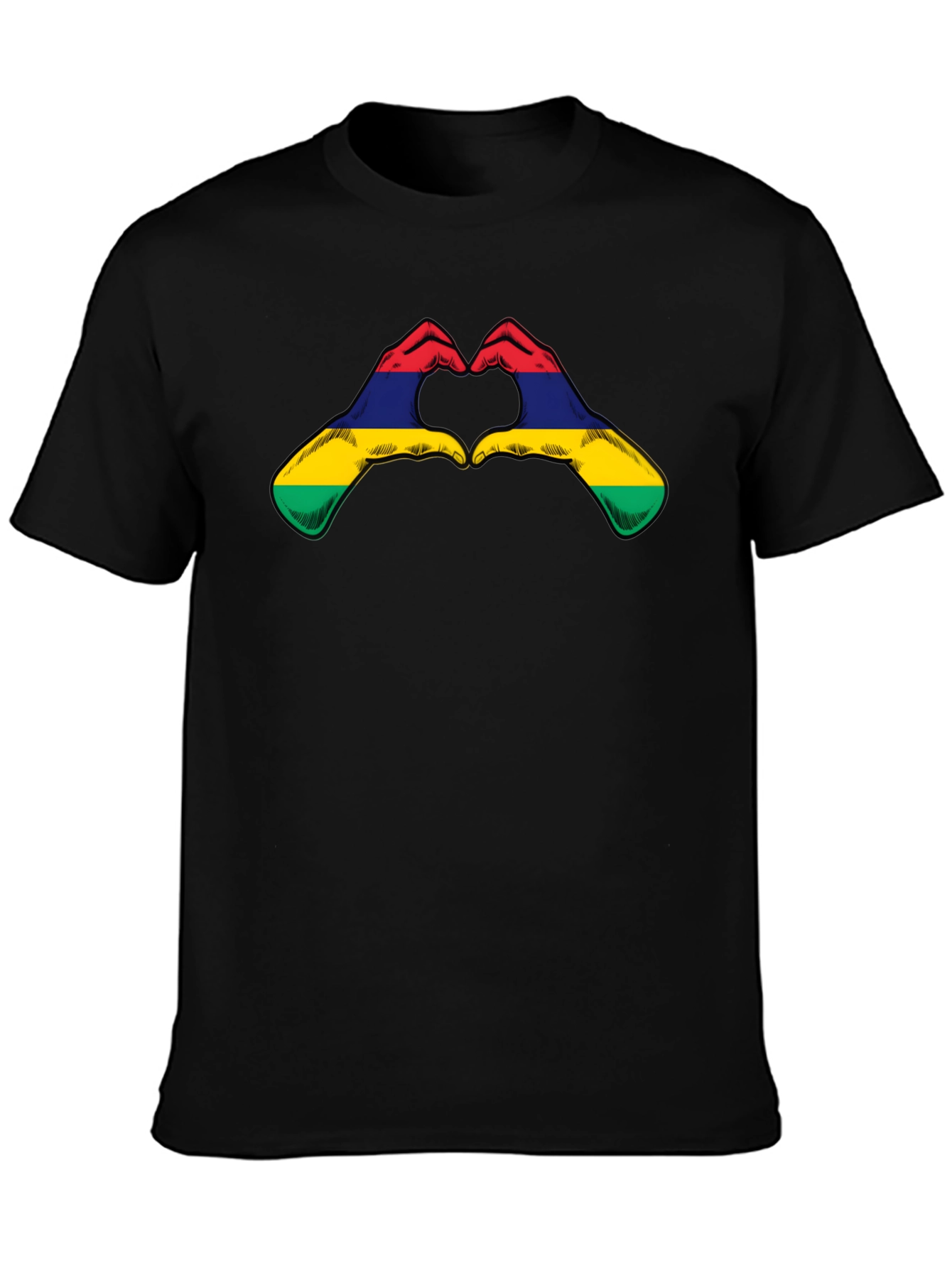 Mauritius Flag Heart Hands Graphic T-Shirt