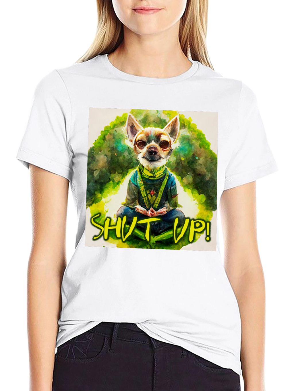Zen Chihuahua T-Shirt - Shut Up! Design