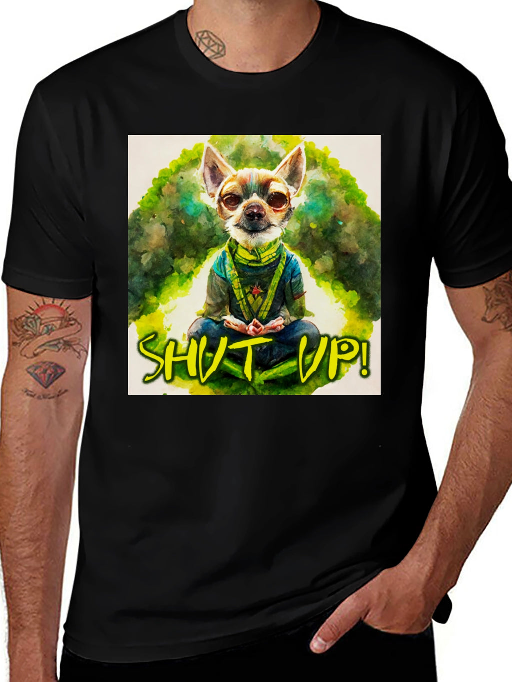 Zen Chihuahua T-Shirt - Shut Up! Design