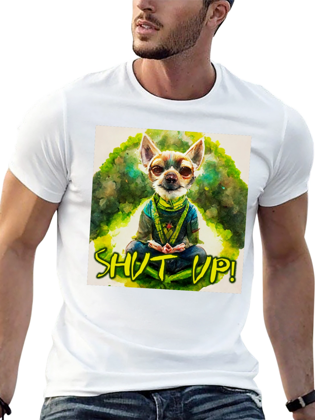 Zen Chihuahua T-Shirt - Shut Up! Design