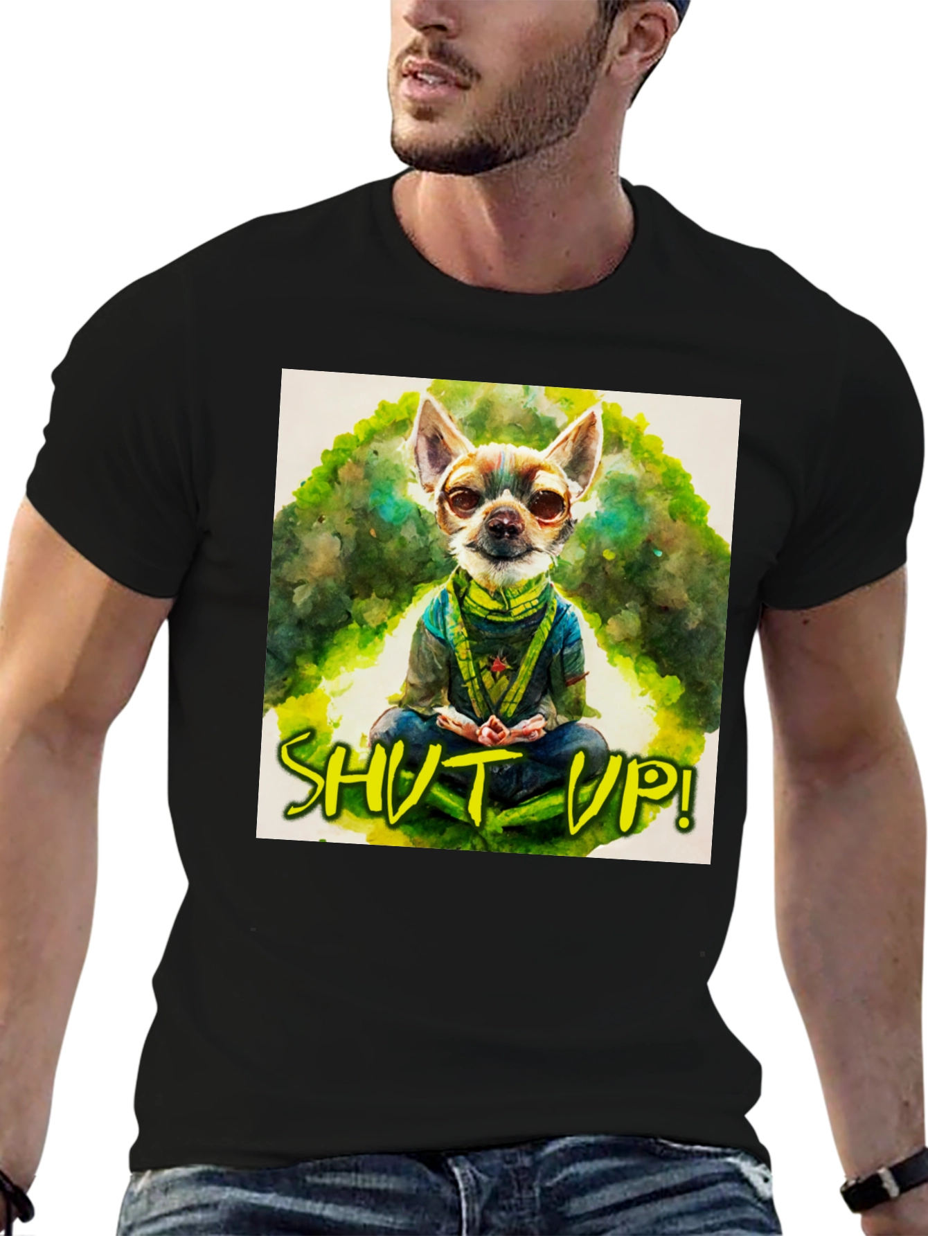 Zen Chihuahua T-Shirt - Shut Up! Design