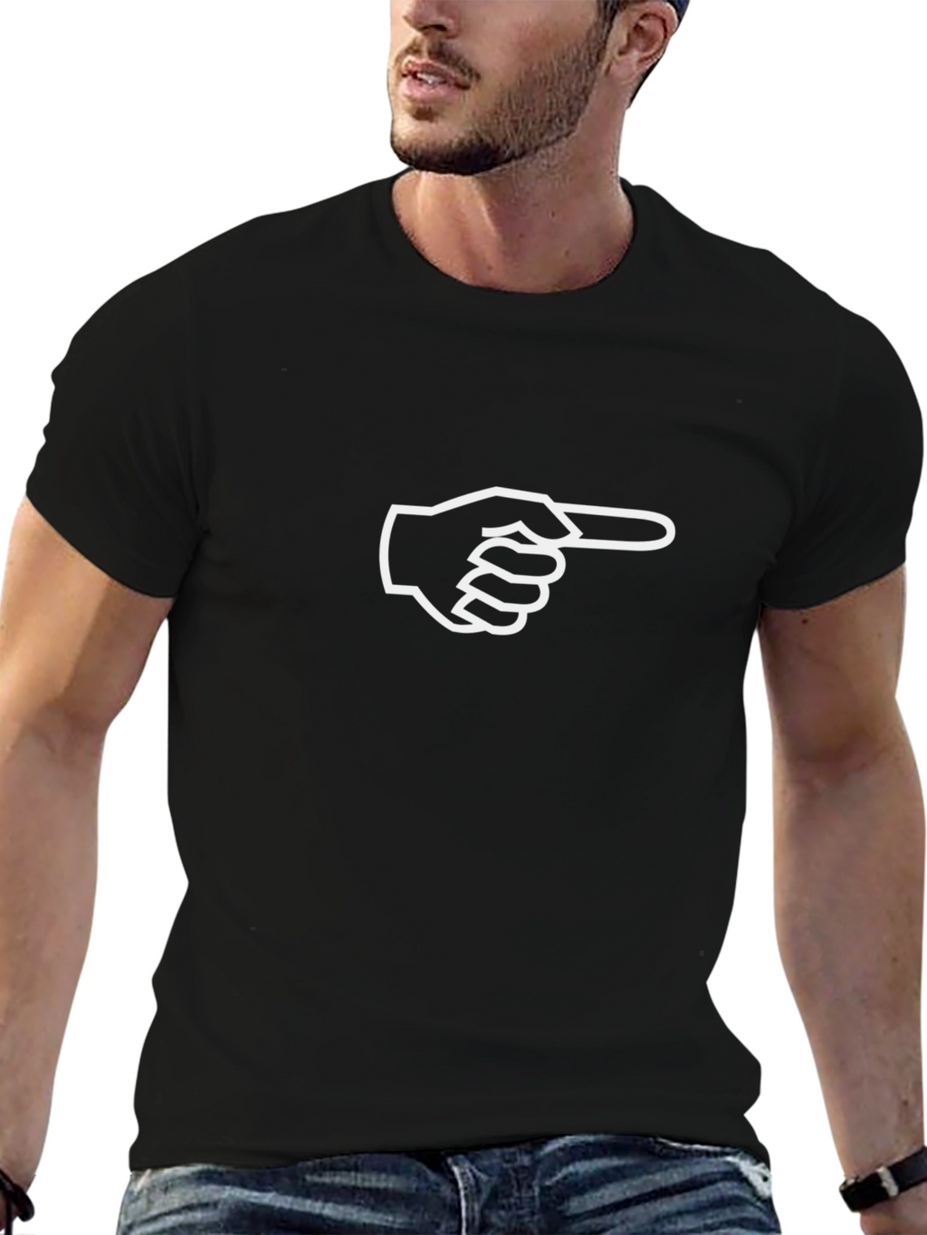 Pointing Hand Graphic Tee - Modern Black Shirt