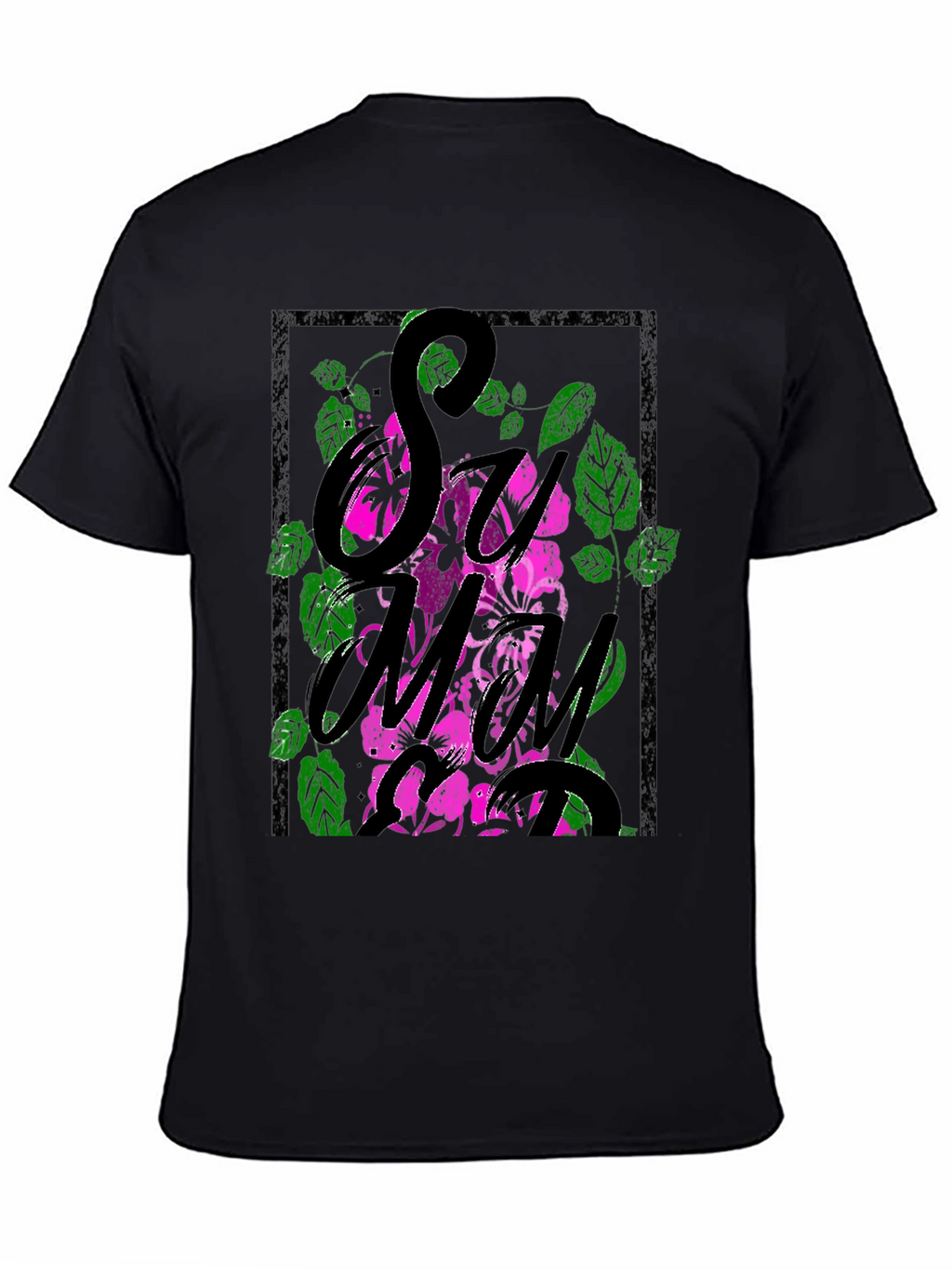 Floral Graphic Print Mens Black T-Shirt