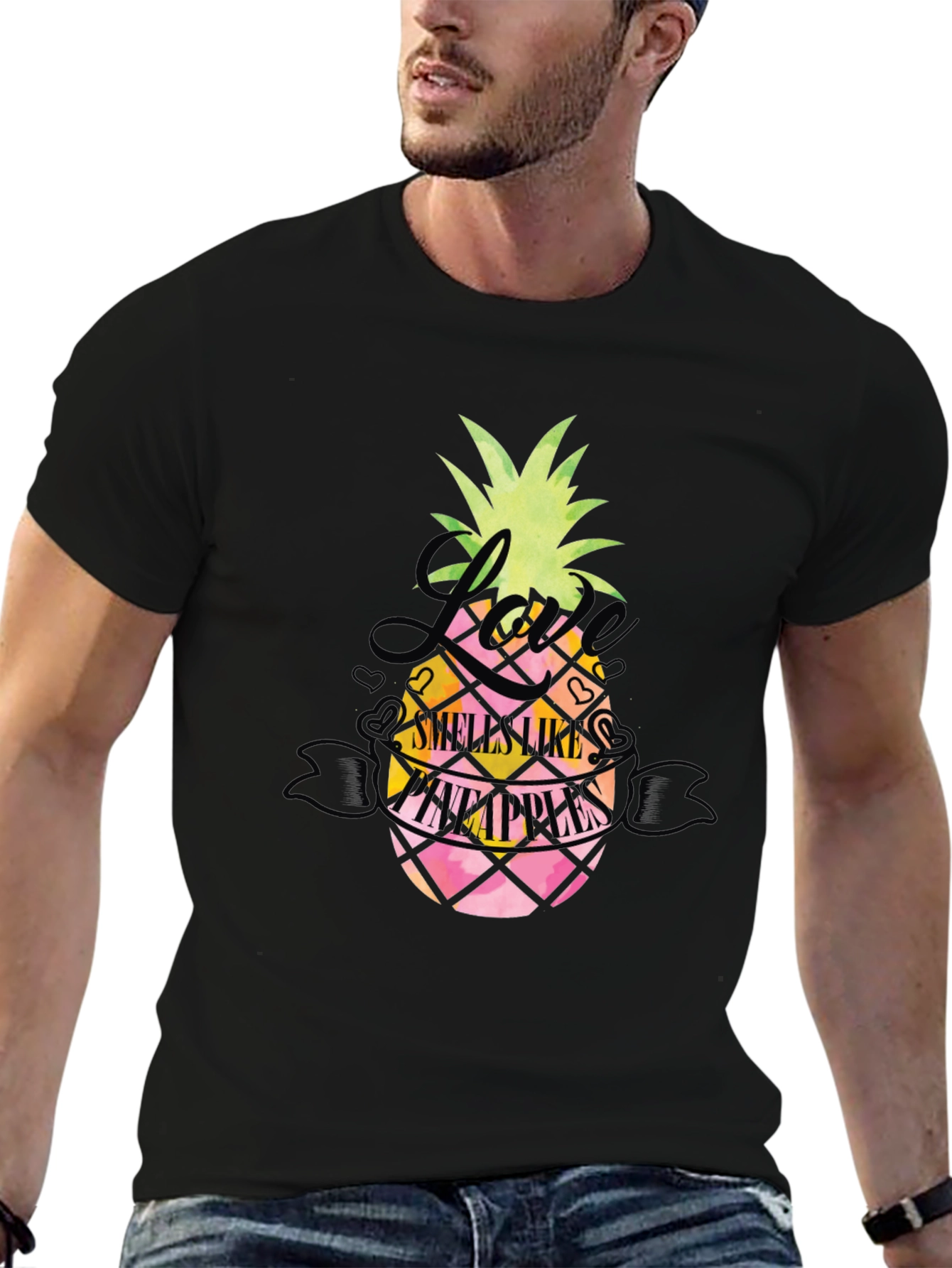 Love Smells Like Pineapples Black T-Shirt