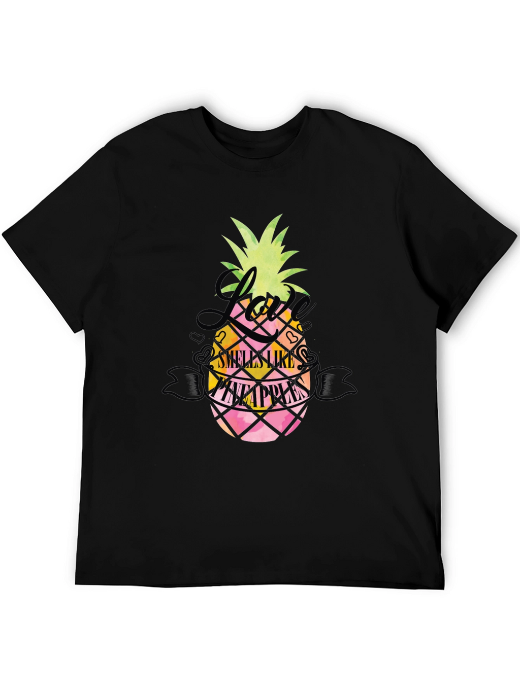 Love Smells Like Pineapples Black T-Shirt