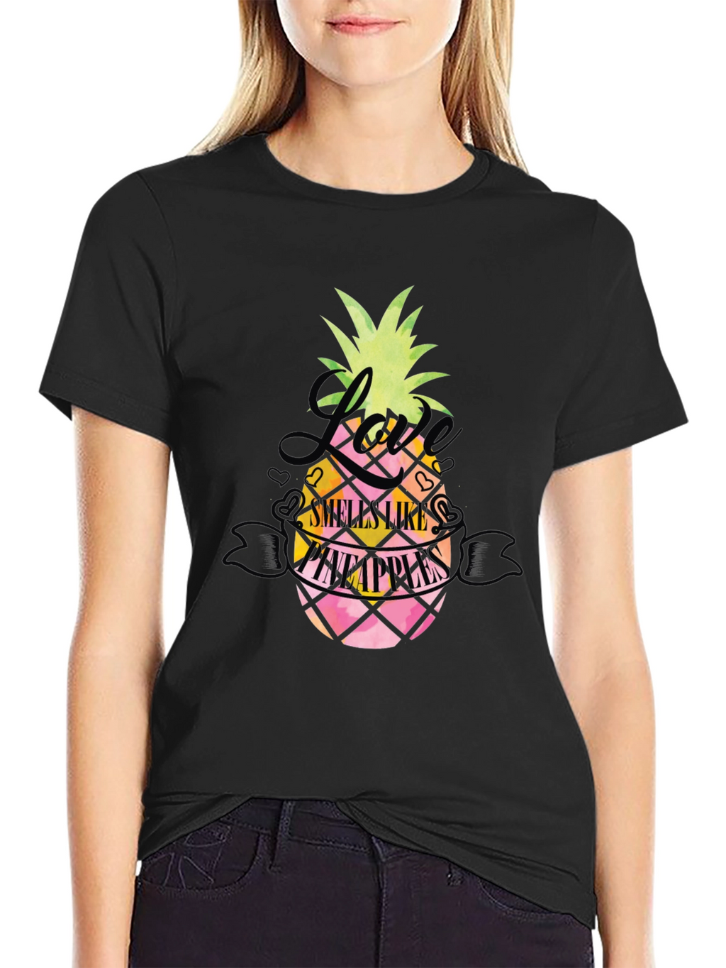 Love Smells Like Pineapples Black T-Shirt