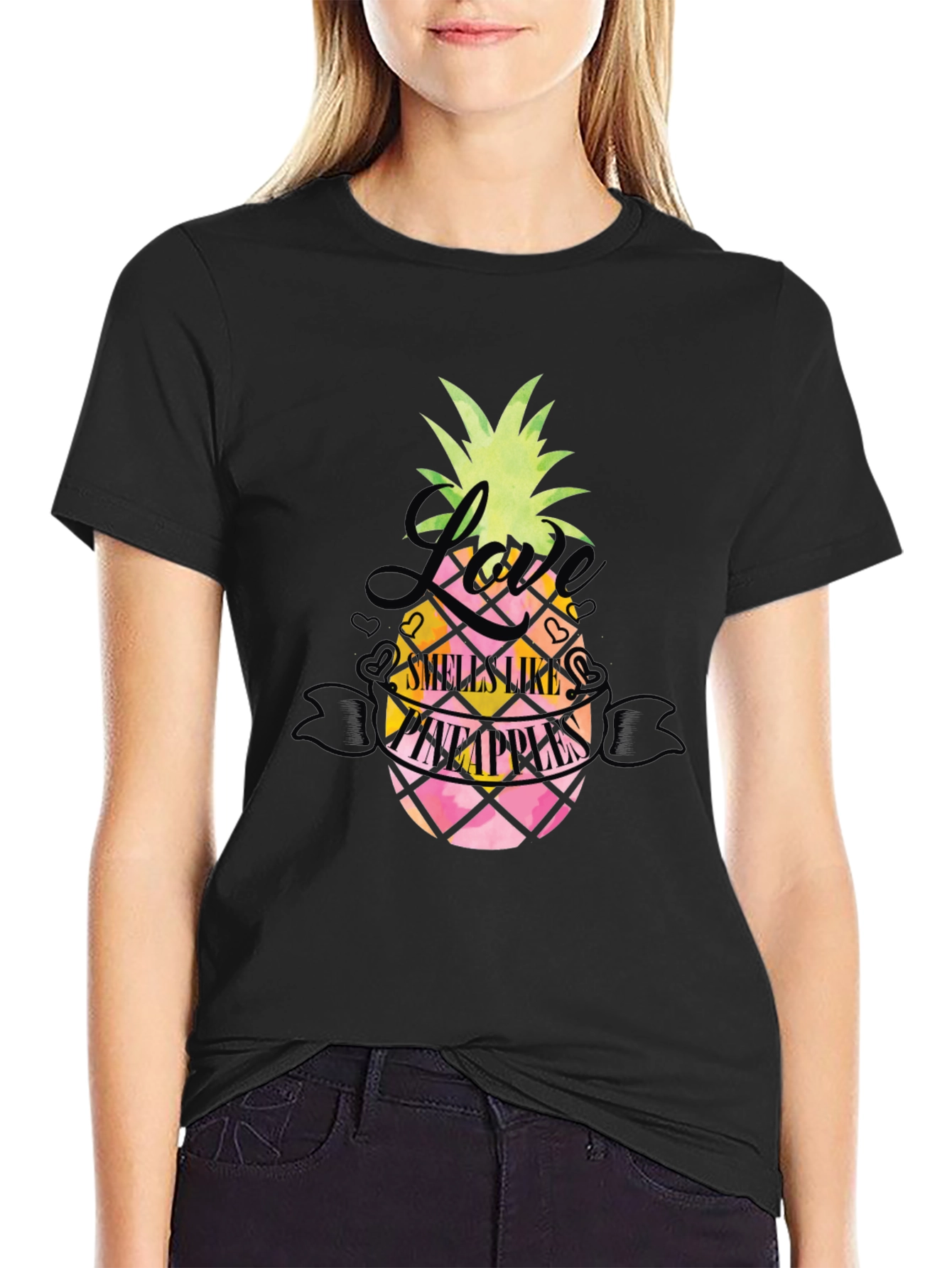 Love Smells Like Pineapples Black T-Shirt