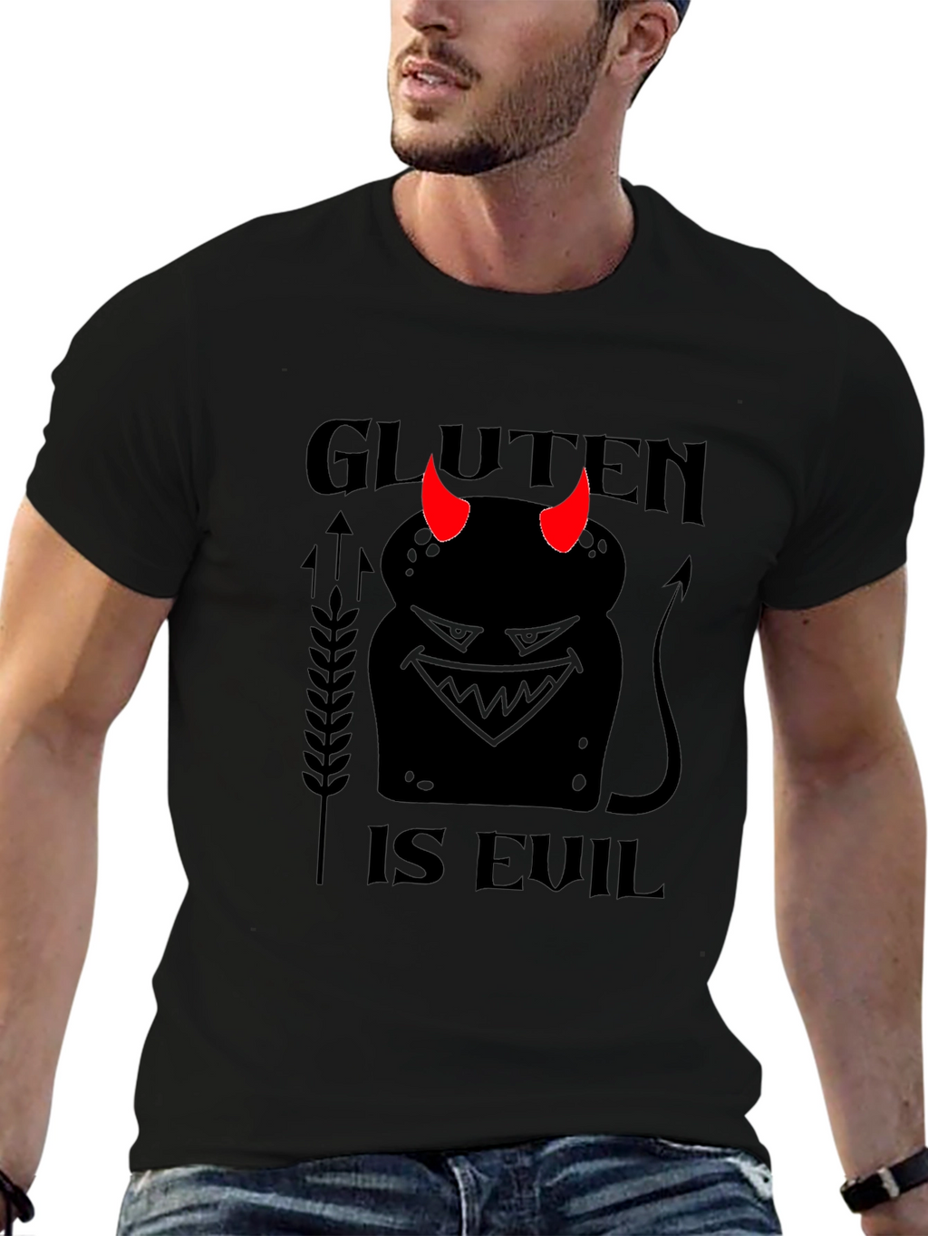 Gluten is Evil Black T-Shirt